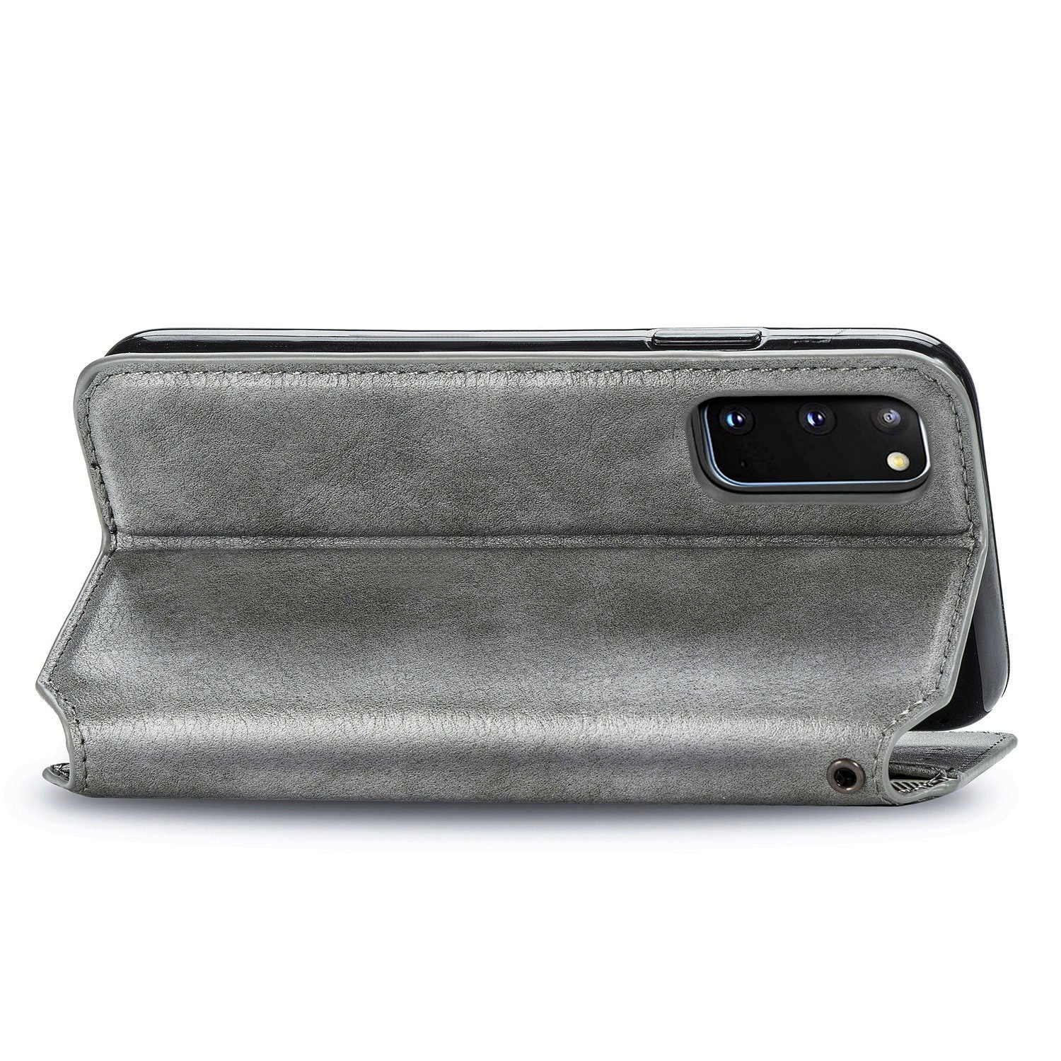 Fashionable Auto-absorbed Rhombus Texture PU Leather Wallet Phone Cover for Samsung Galaxy S20 4G/S20 5G - Grey