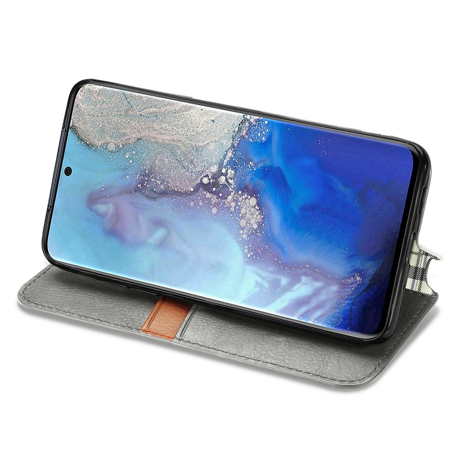 Fashionable Auto-absorbed Rhombus Texture PU Leather Wallet Phone Cover for Samsung Galaxy S20 4G/S20 5G - Grey