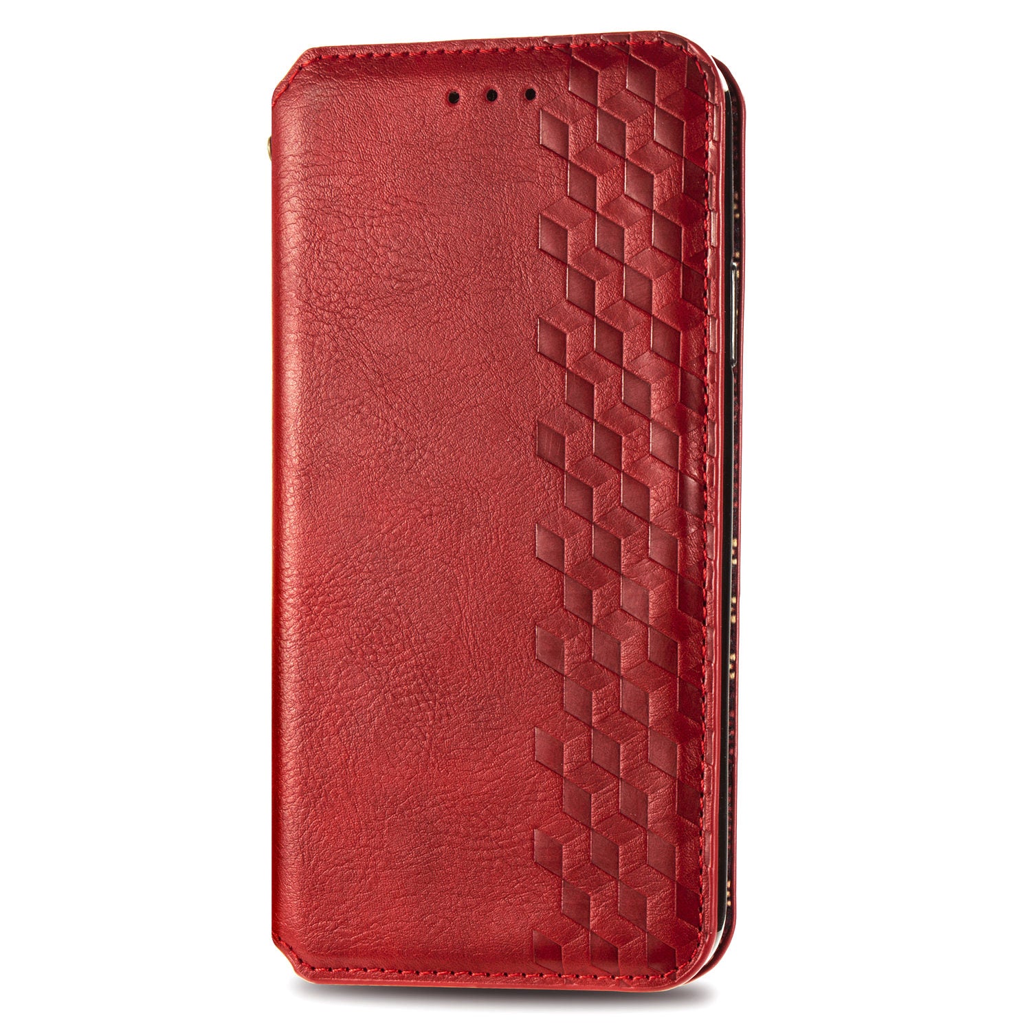 Fashionable Auto-absorbed Rhombus Texture PU Leather Wallet Phone Cover for Samsung Galaxy S20 4G/S20 5G - Red