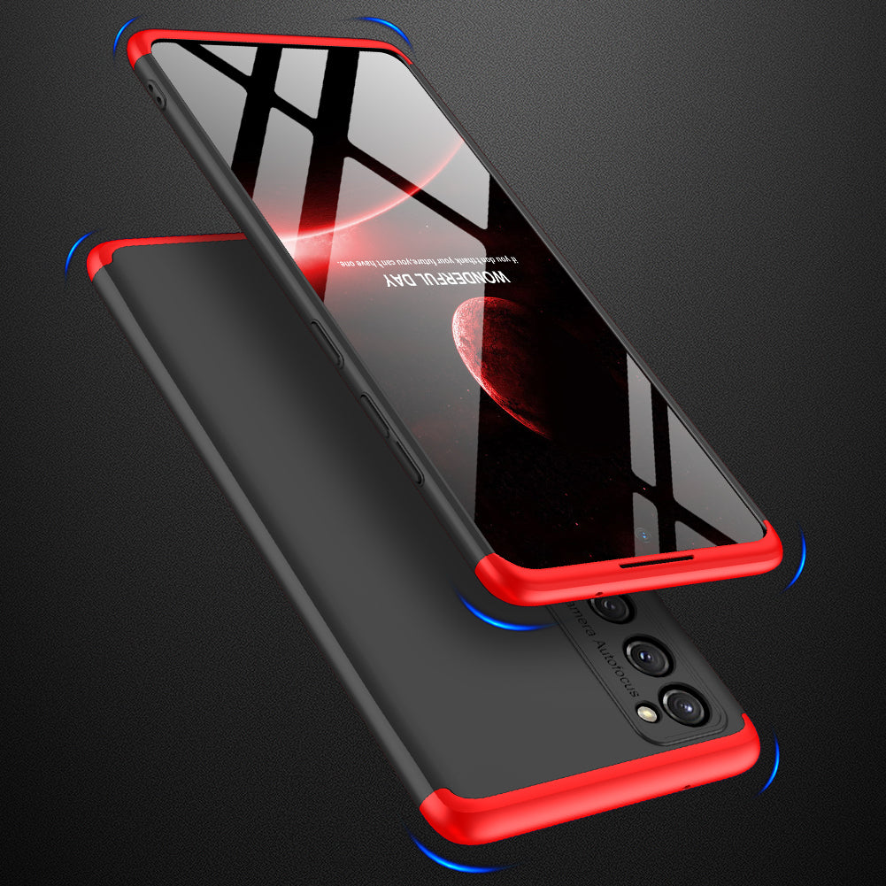 GKK Detachable 3-Piece Design Matte Finish Full Coverage PC Protective Shell Case for Samsung Galaxy S20 FE 4G/FE 5G/S20 Lite/S20 FE 2022  - Black / Red