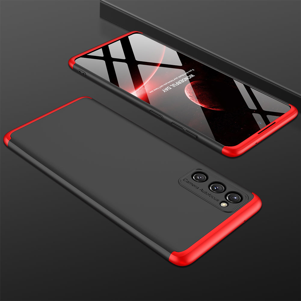 GKK Detachable 3-Piece Design Matte Finish Full Coverage PC Protective Shell Case for Samsung Galaxy S20 FE 4G/FE 5G/S20 Lite/S20 FE 2022  - Black / Red