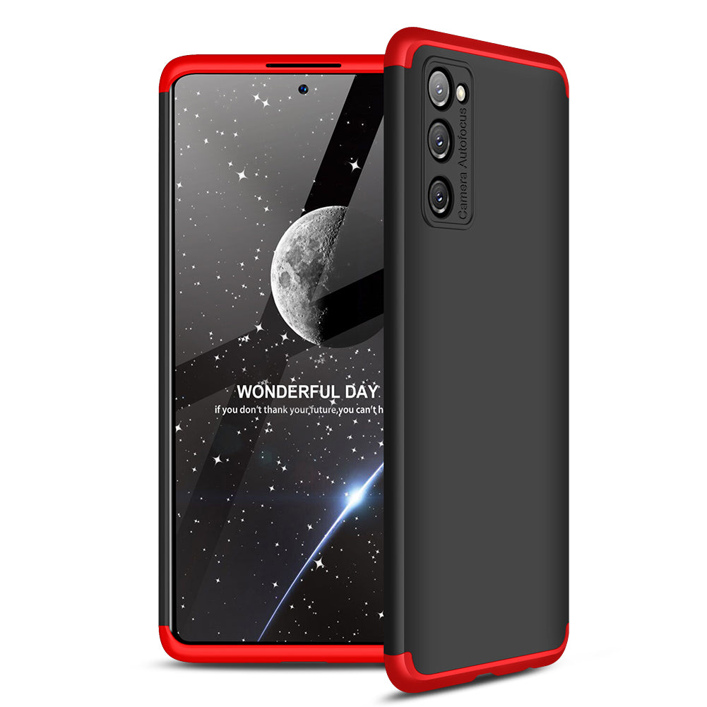 GKK Detachable 3-Piece Design Matte Finish Full Coverage PC Protective Shell Case for Samsung Galaxy S20 FE 4G/FE 5G/S20 Lite/S20 FE 2022  - Black / Red