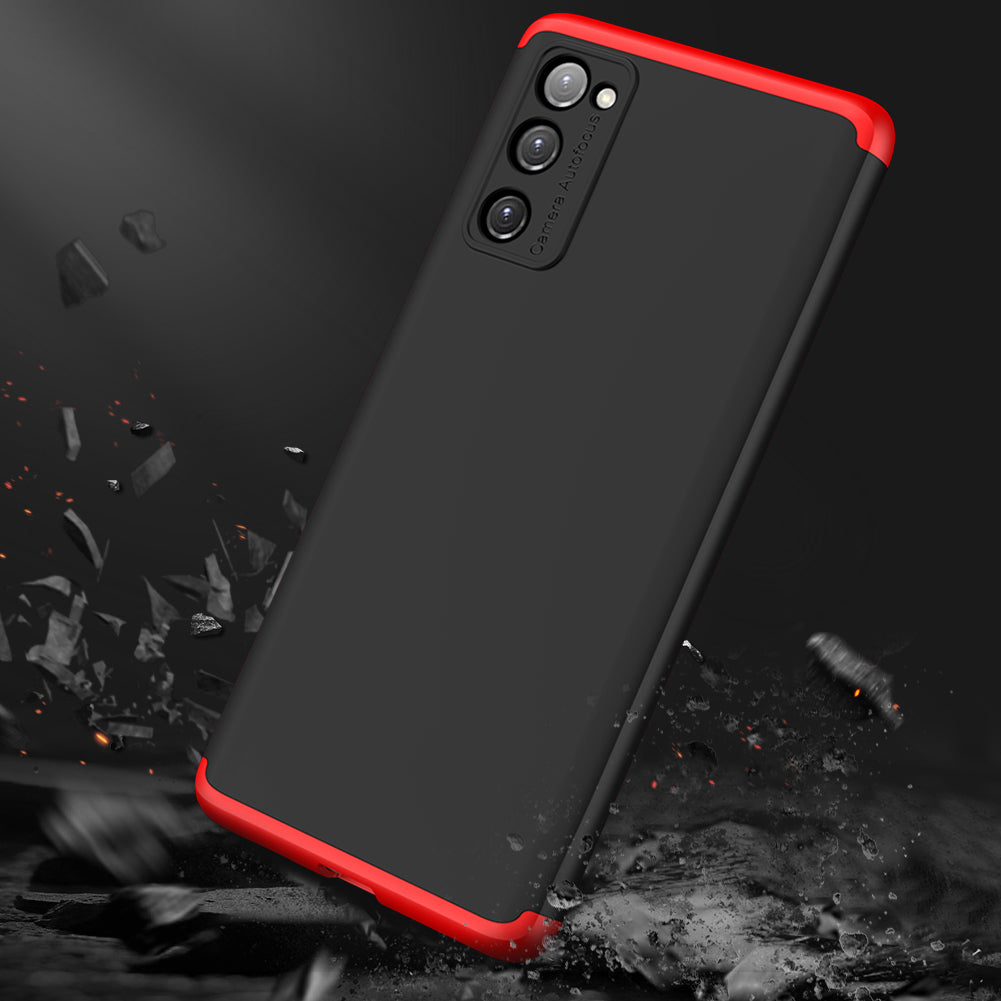 GKK Detachable 3-Piece Design Matte Finish Full Coverage PC Protective Shell Case for Samsung Galaxy S20 FE 4G/FE 5G/S20 Lite/S20 FE 2022  - Black / Red