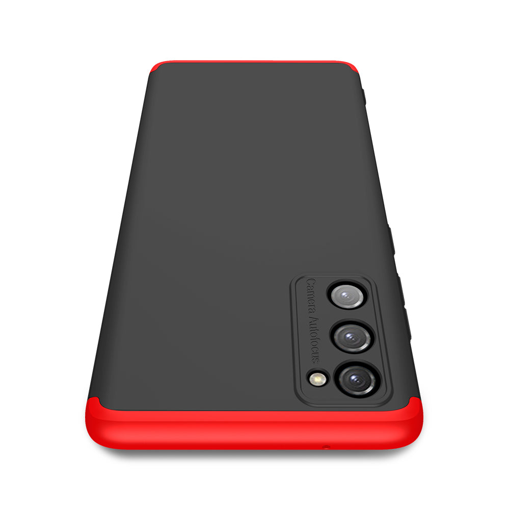 GKK Detachable 3-Piece Design Matte Finish Full Coverage PC Protective Shell Case for Samsung Galaxy S20 FE 4G/FE 5G/S20 Lite/S20 FE 2022  - Black / Red