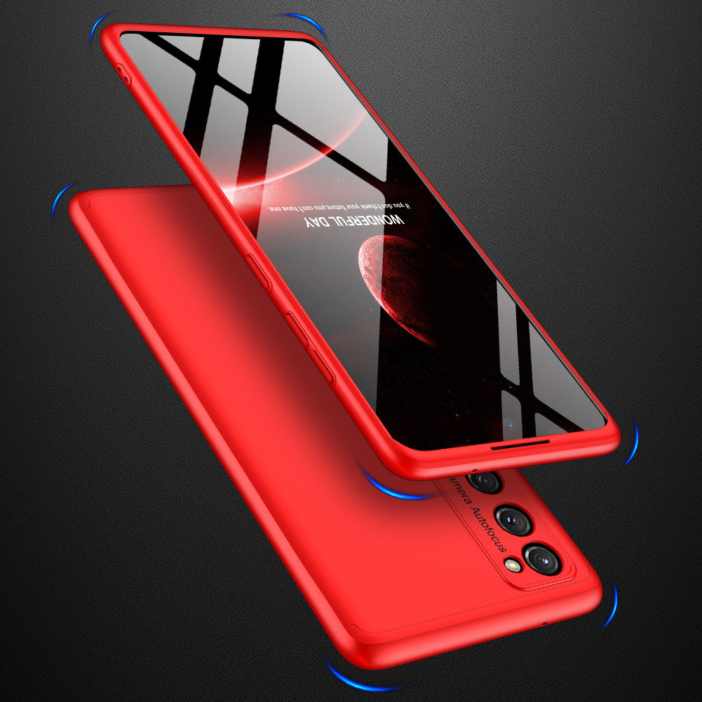 GKK Detachable 3-Piece Design Matte Finish Full Coverage PC Protective Shell Case for Samsung Galaxy S20 FE 4G/FE 5G/S20 Lite/S20 FE 2022  - Red