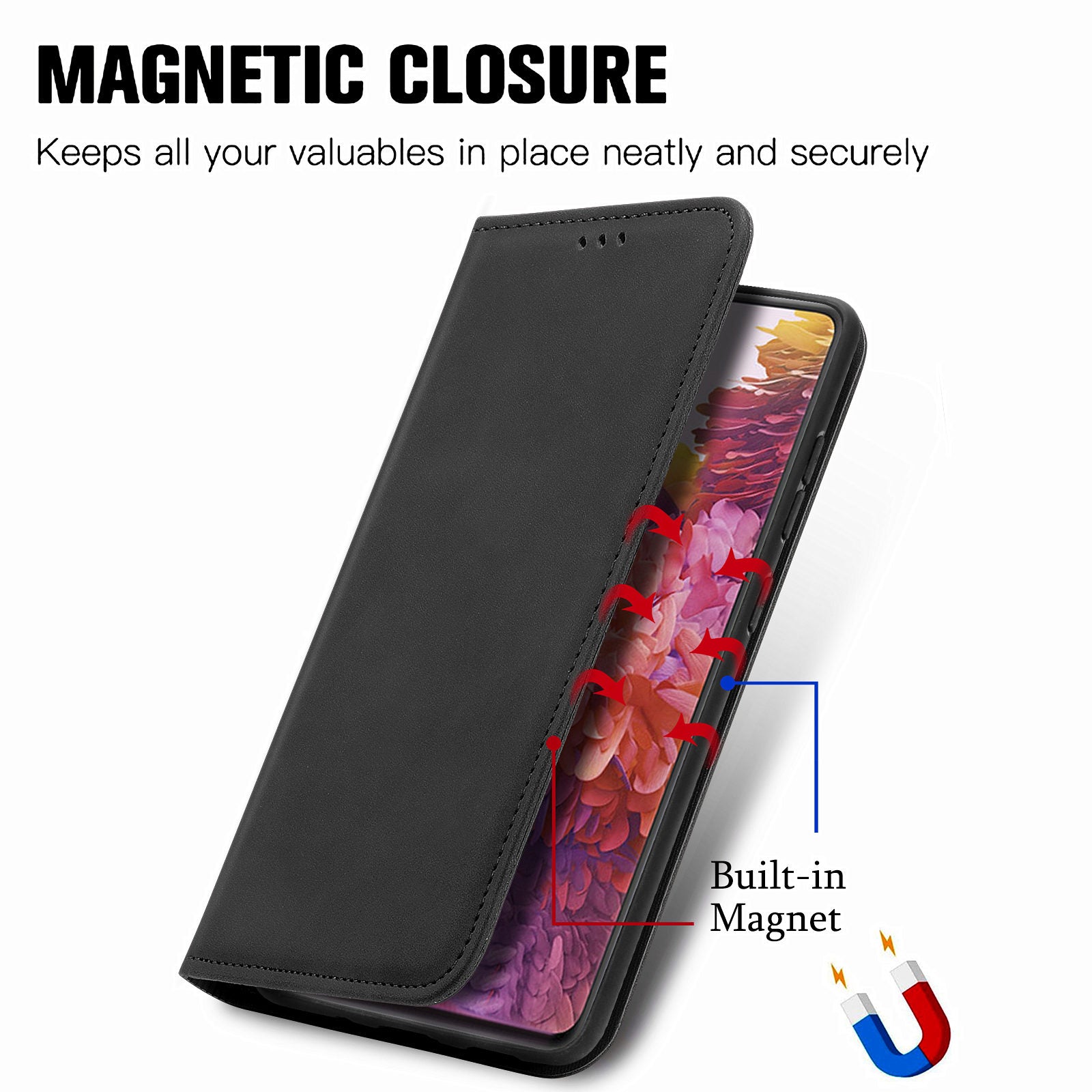 Auto-absorbed Vintage Style Leather Phone Case Cover for Samsung Galaxy S20 FE 4G/FE 5G/S20 Lite/S20 FE 2022  - Black