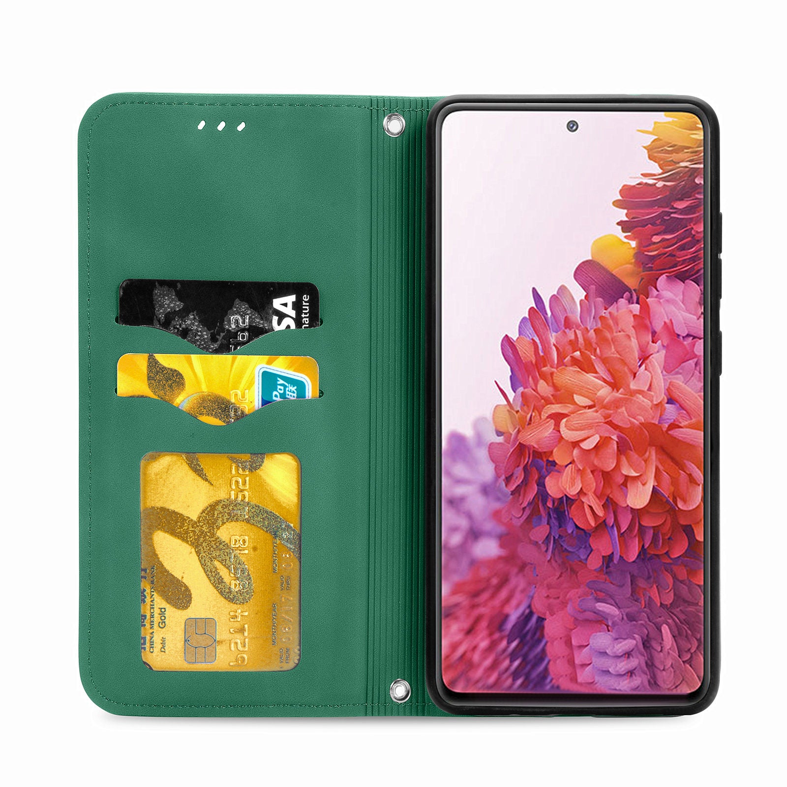 Auto-absorbed Vintage Style Leather Phone Case Cover for Samsung Galaxy S20 FE 4G/FE 5G/S20 Lite/S20 FE 2022  - Green