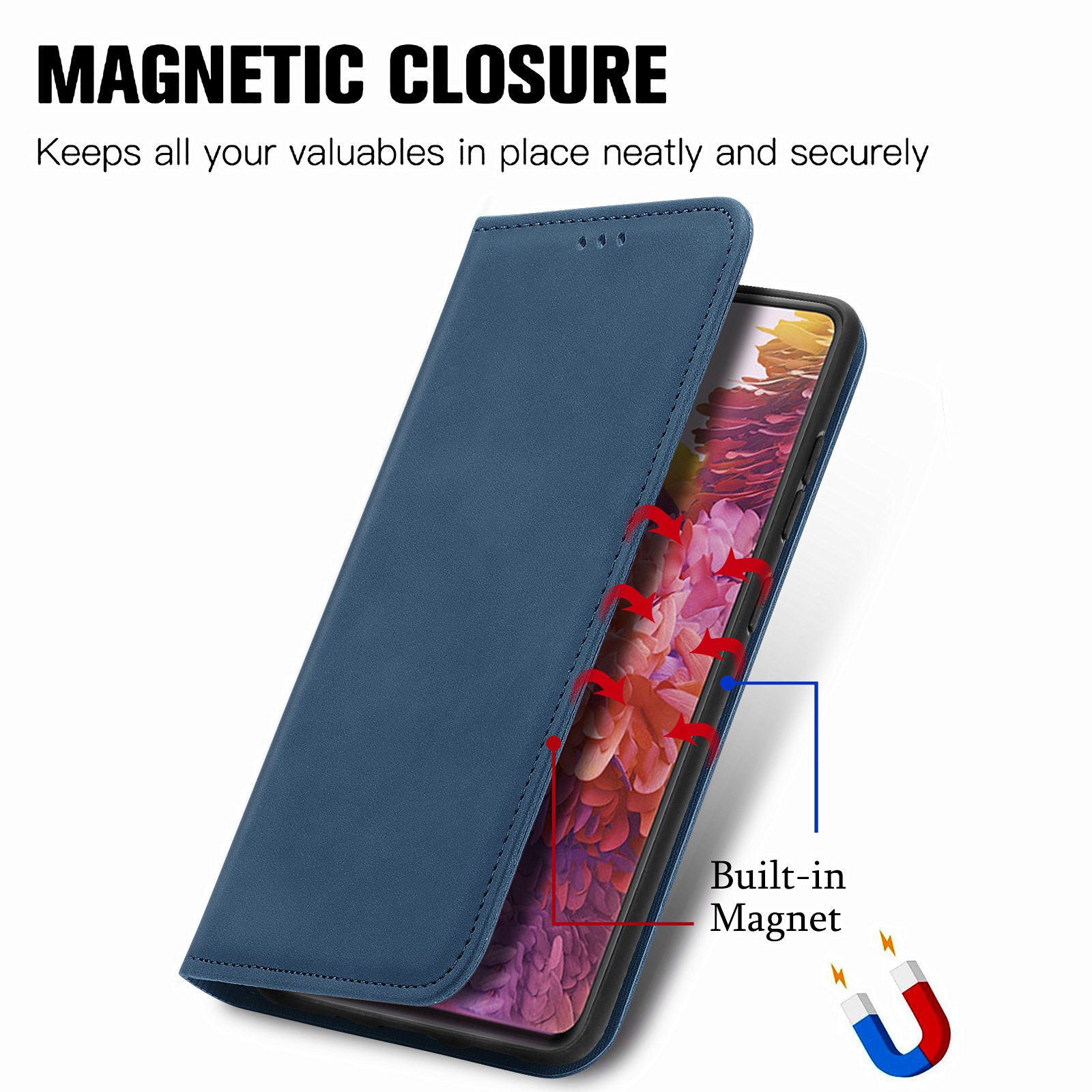 Auto-absorbed Vintage Style Leather Phone Case Cover for Samsung Galaxy S20 FE 4G/FE 5G/S20 Lite/S20 FE 2022  - Blue