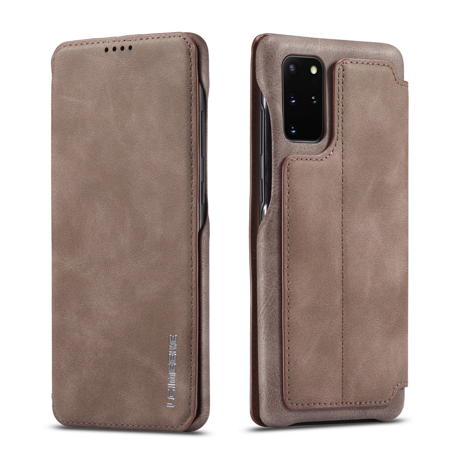 LC.IMEEKE Retro Style Leather Phone Case Cover with Card Holder for Samsung Galaxy S20 FE 4G/FE 5G/S20 Lite/S20 FE 2022 - Coffee