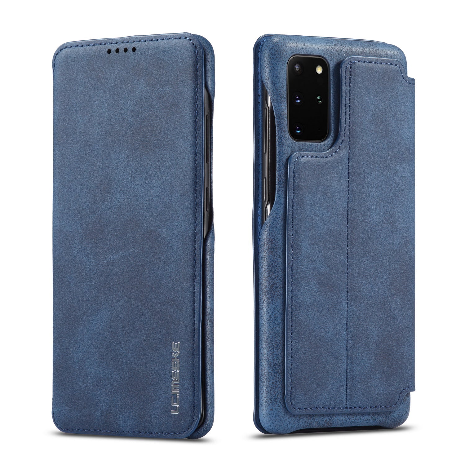 LC.IMEEKE Retro Style Leather Phone Case Cover with Card Holder for Samsung Galaxy S20 FE 4G/FE 5G/S20 Lite/S20 FE 2022 - Blue