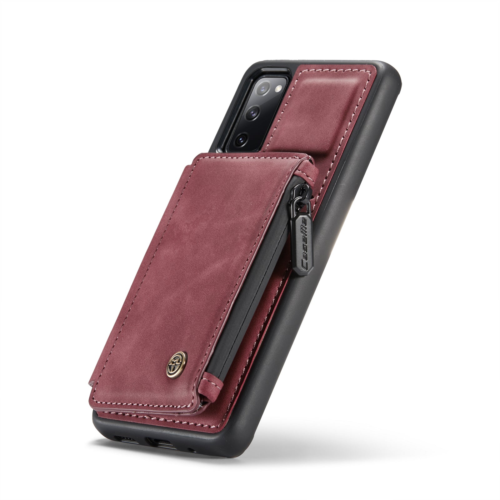 CASEME C20 Zipper Pocket Design PU Leather Coated TPU Wallet Phone Case for Samsung Galaxy S20 FE/S20 Fan Edition/S20 FE 5G/S20 Fan Edition 5G/S20 Lite/S20 FE 2022 - Wine Red