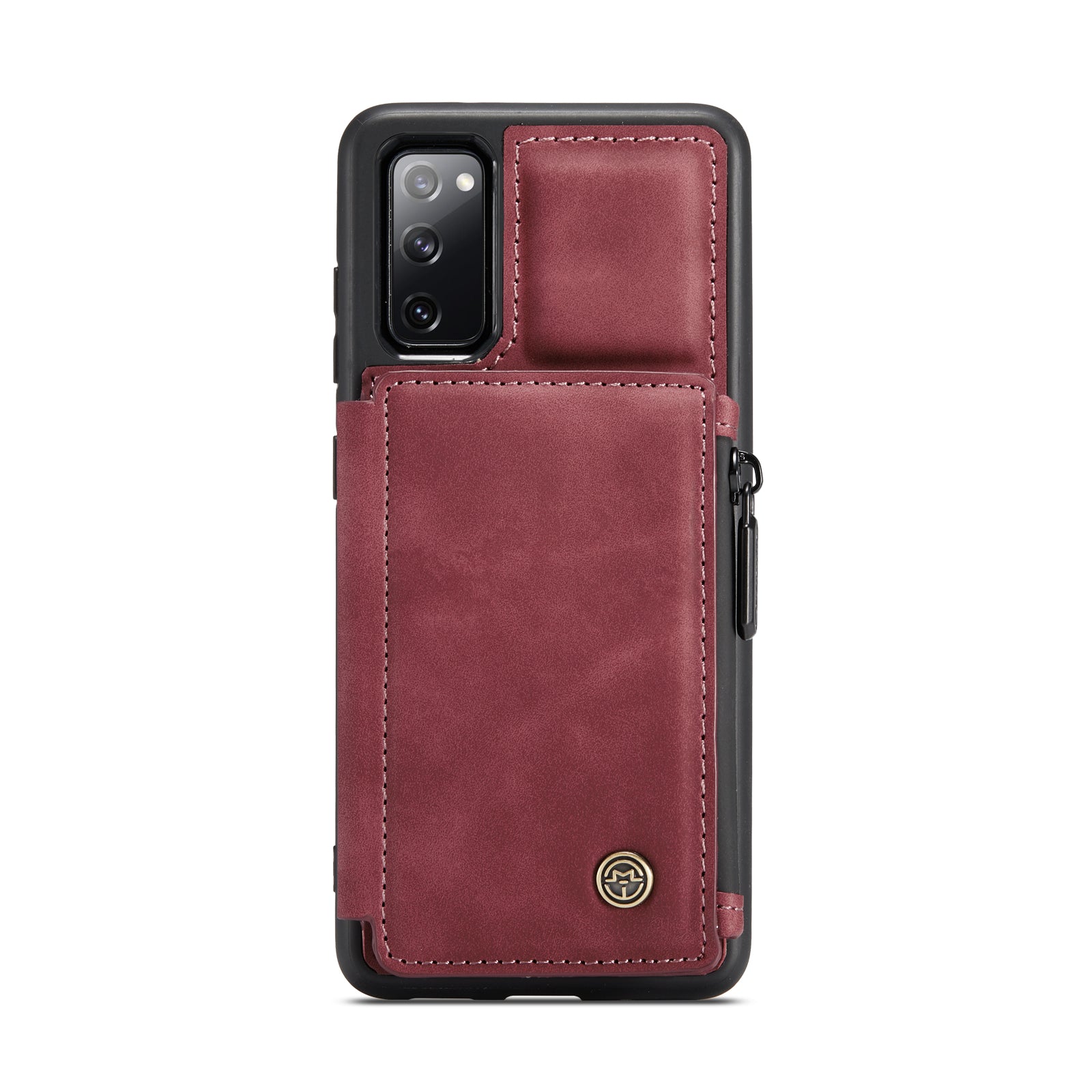 CASEME C20 Zipper Pocket Design PU Leather Coated TPU Wallet Phone Case for Samsung Galaxy S20 FE/S20 Fan Edition/S20 FE 5G/S20 Fan Edition 5G/S20 Lite/S20 FE 2022 - Wine Red