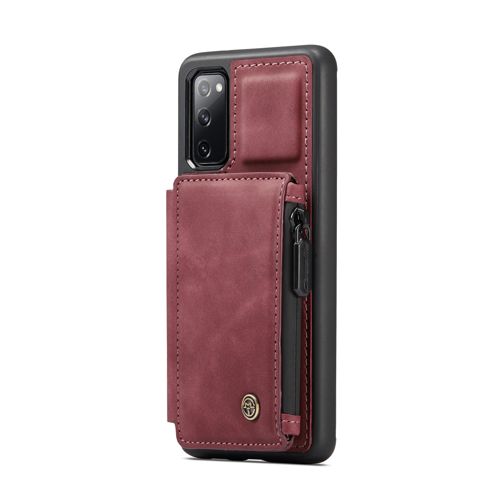 CASEME C20 Zipper Pocket Design PU Leather Coated TPU Wallet Phone Case for Samsung Galaxy S20 FE/S20 Fan Edition/S20 FE 5G/S20 Fan Edition 5G/S20 Lite/S20 FE 2022 - Wine Red