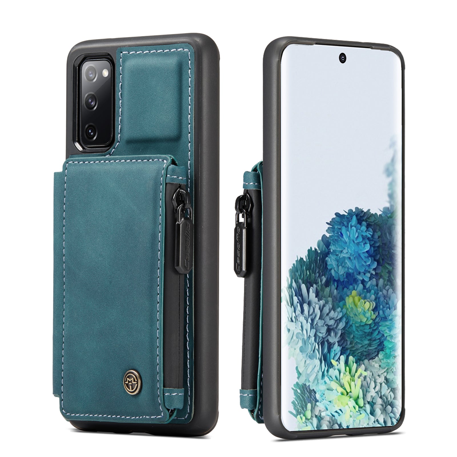 CASEME C20 Zipper Pocket Design PU Leather Coated TPU Wallet Phone Case for Samsung Galaxy S20 FE/S20 Fan Edition/S20 FE 5G/S20 Fan Edition 5G/S20 Lite/S20 FE 2022 - Blue