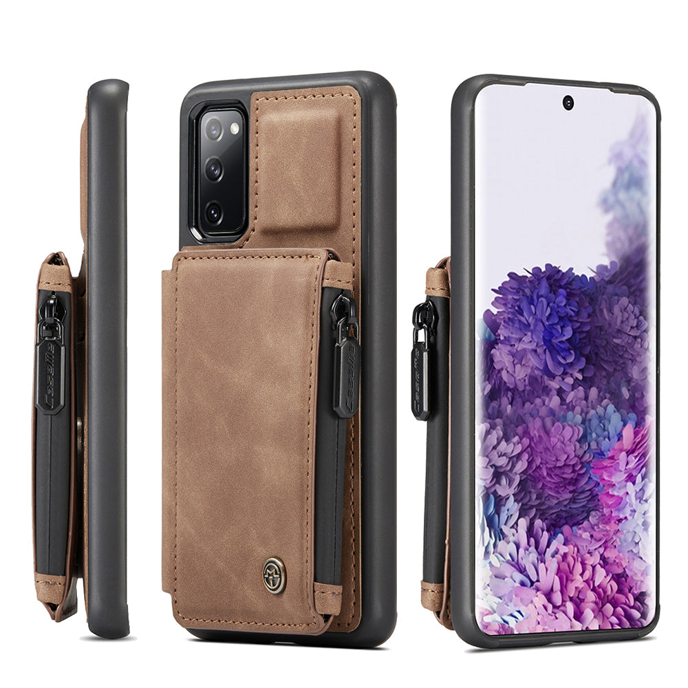 CASEME C20 Zipper Pocket Design PU Leather Coated TPU Wallet Phone Case for Samsung Galaxy S20 FE/S20 Fan Edition/S20 FE 5G/S20 Fan Edition 5G/S20 Lite/S20 FE 2022 - Brown