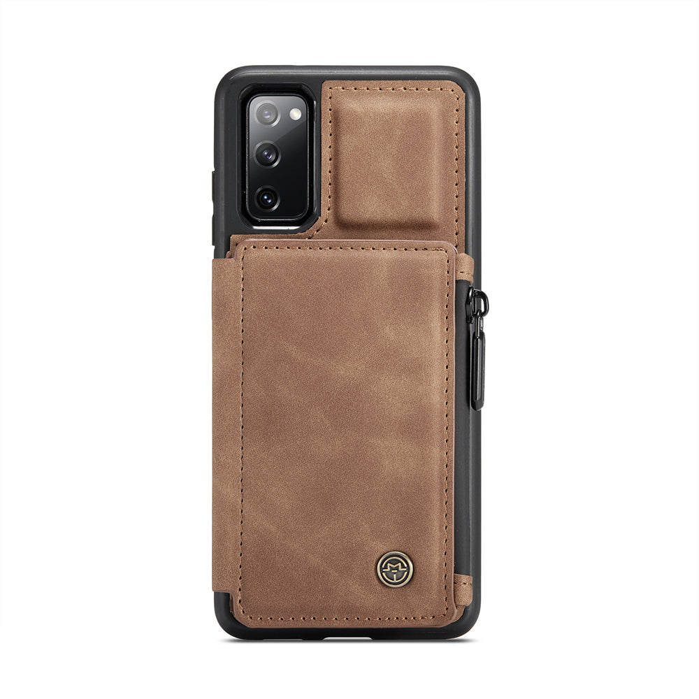 CASEME C20 Zipper Pocket Design PU Leather Coated TPU Wallet Phone Case for Samsung Galaxy S20 FE/S20 Fan Edition/S20 FE 5G/S20 Fan Edition 5G/S20 Lite/S20 FE 2022 - Brown