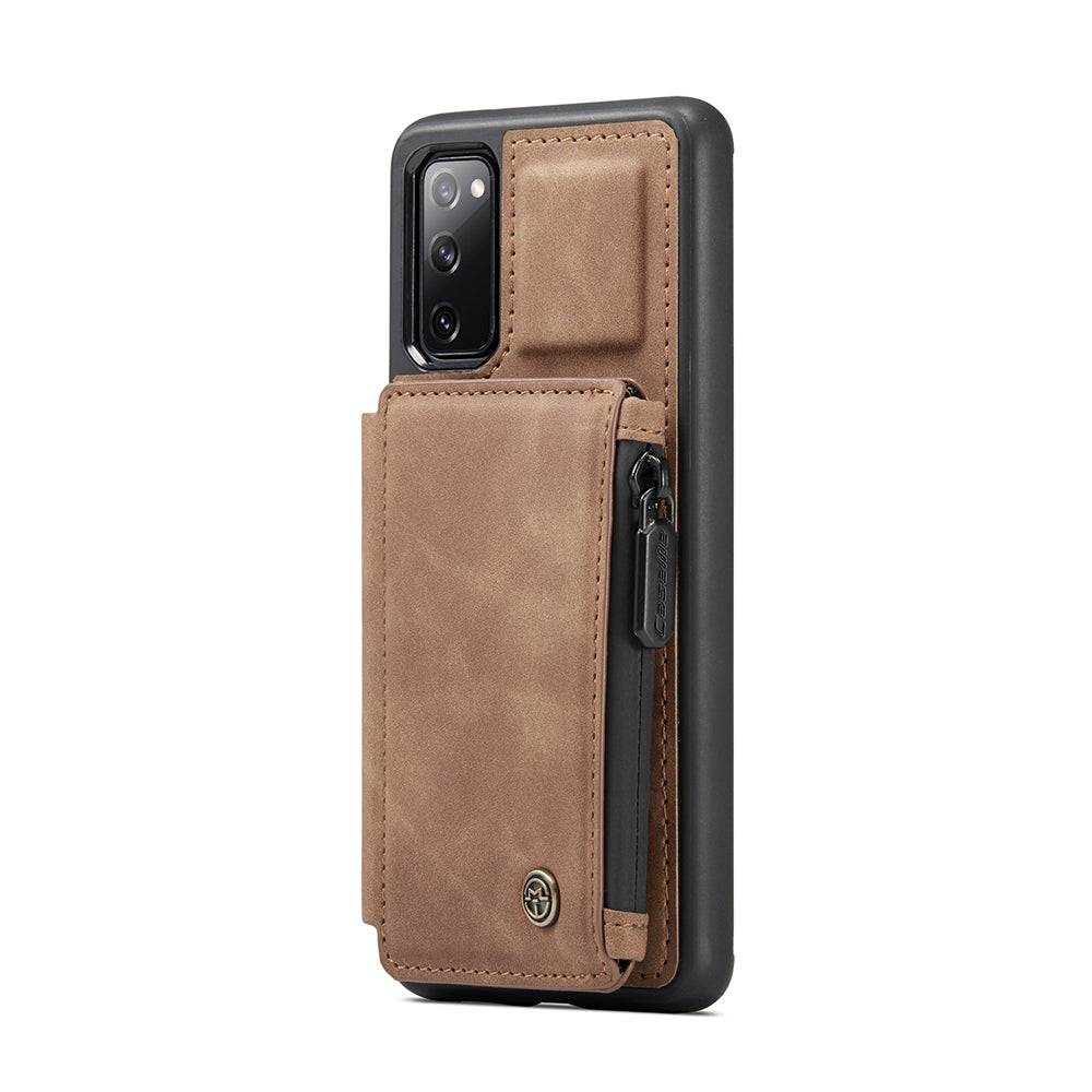 CASEME C20 Zipper Pocket Design PU Leather Coated TPU Wallet Phone Case for Samsung Galaxy S20 FE/S20 Fan Edition/S20 FE 5G/S20 Fan Edition 5G/S20 Lite/S20 FE 2022 - Brown