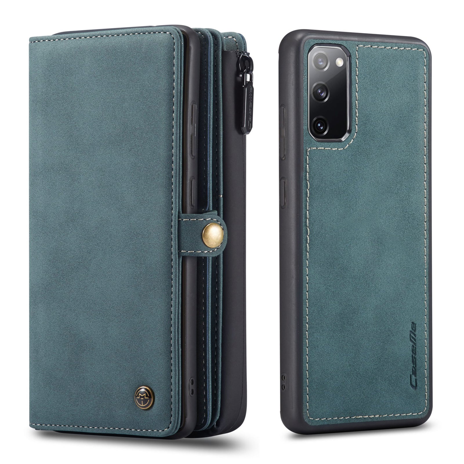 CASEME 018 Series Detachable 2-in-1 Matte Surface Leather Wallet Cover Case for Samsung Galaxy S20 FE/S20 Fan Edition/S20 FE 5G/S20 Fan Edition 5G/S20 Lite/S20 FE 2022 - Blue