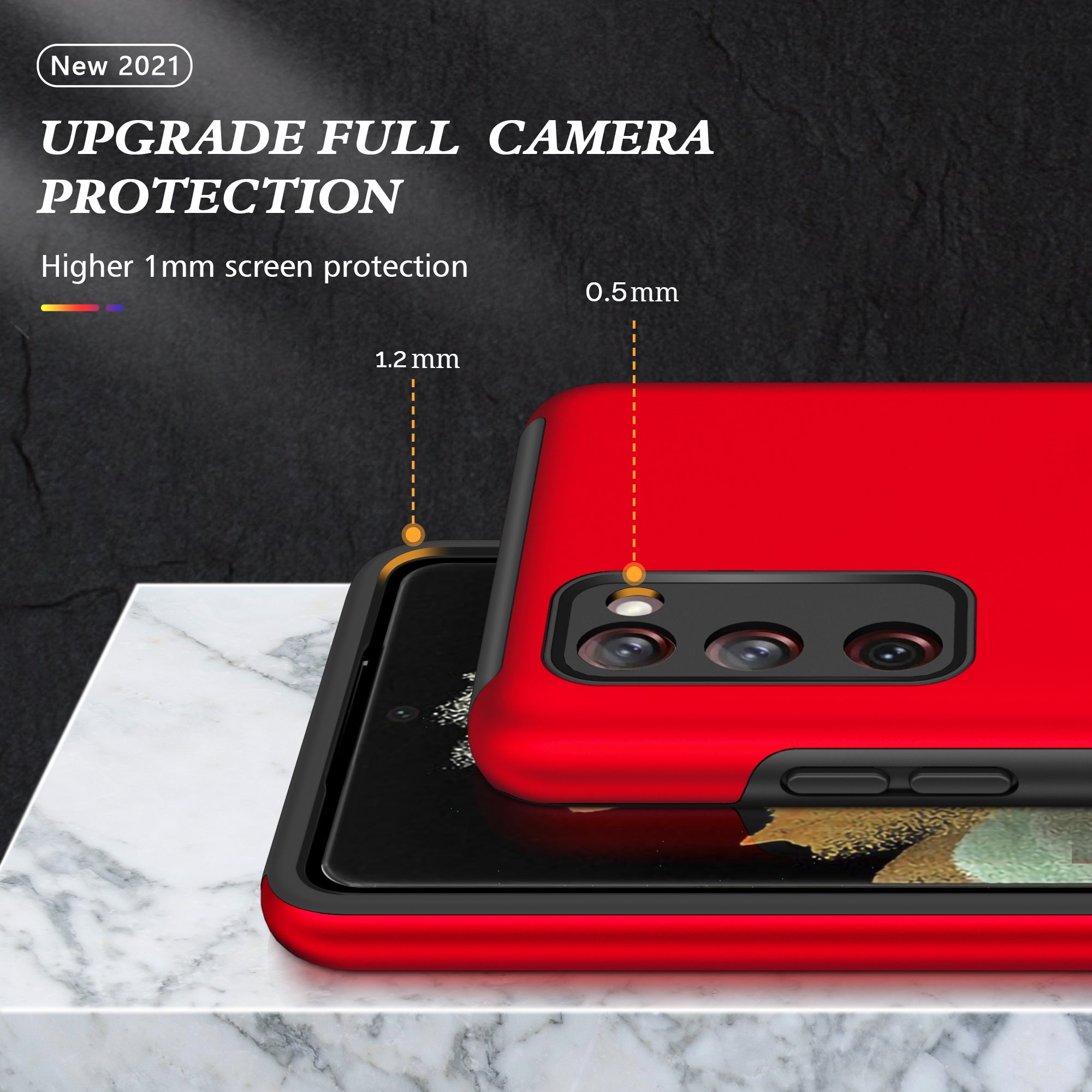 Ring Shape Kickstand Design Shock Absorption Hybrid Phone Case Cover for Samsung Galaxy S20 FE/S20 Fan Edition/S20 FE 5G/S20 Fan Edition 5G/S20 Lite/S20 FE 2022 - Red