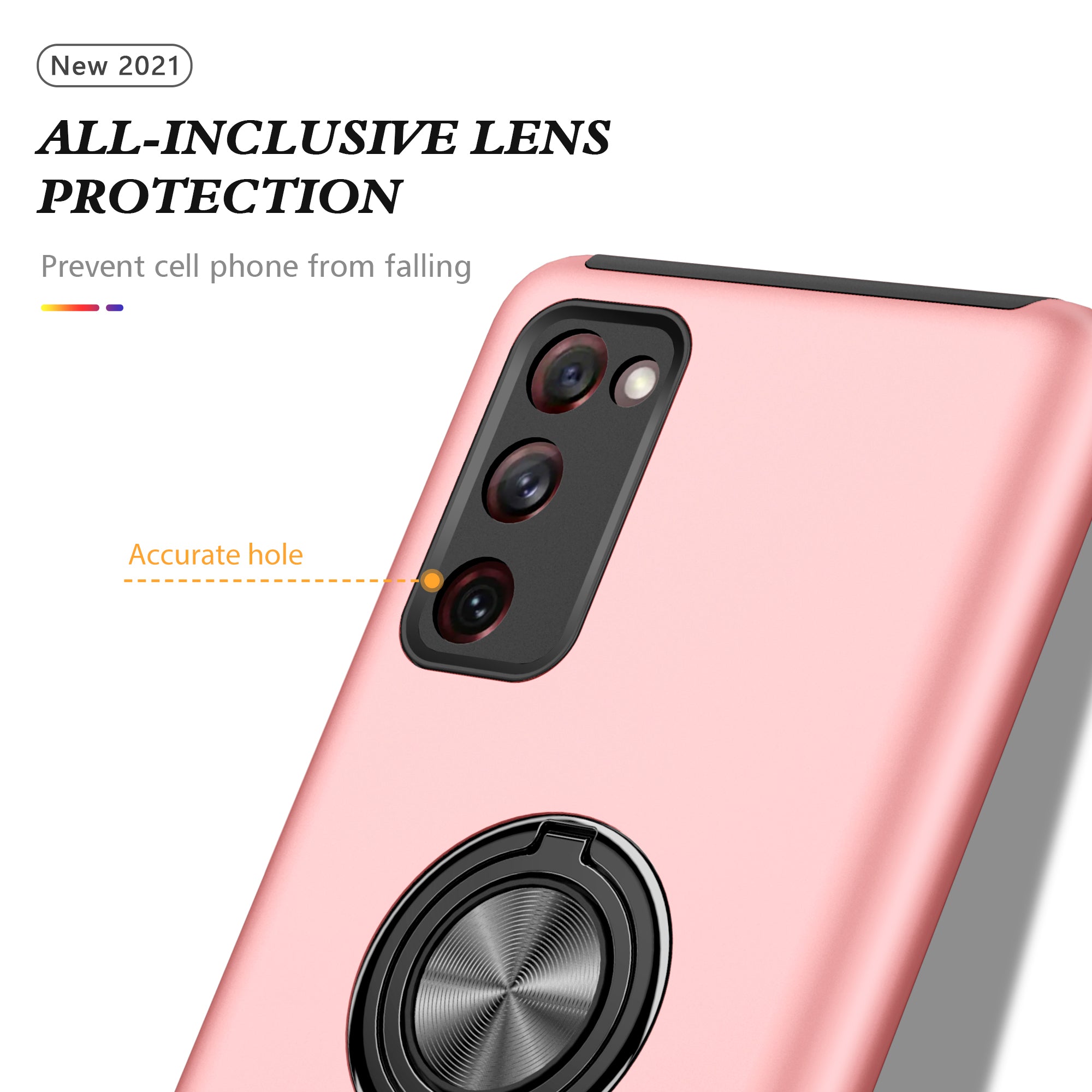 Ring Shape Kickstand Design Shock Absorption Hybrid Phone Case Cover for Samsung Galaxy S20 FE/S20 Fan Edition/S20 FE 5G/S20 Fan Edition 5G/S20 Lite/S20 FE 2022 - Pink