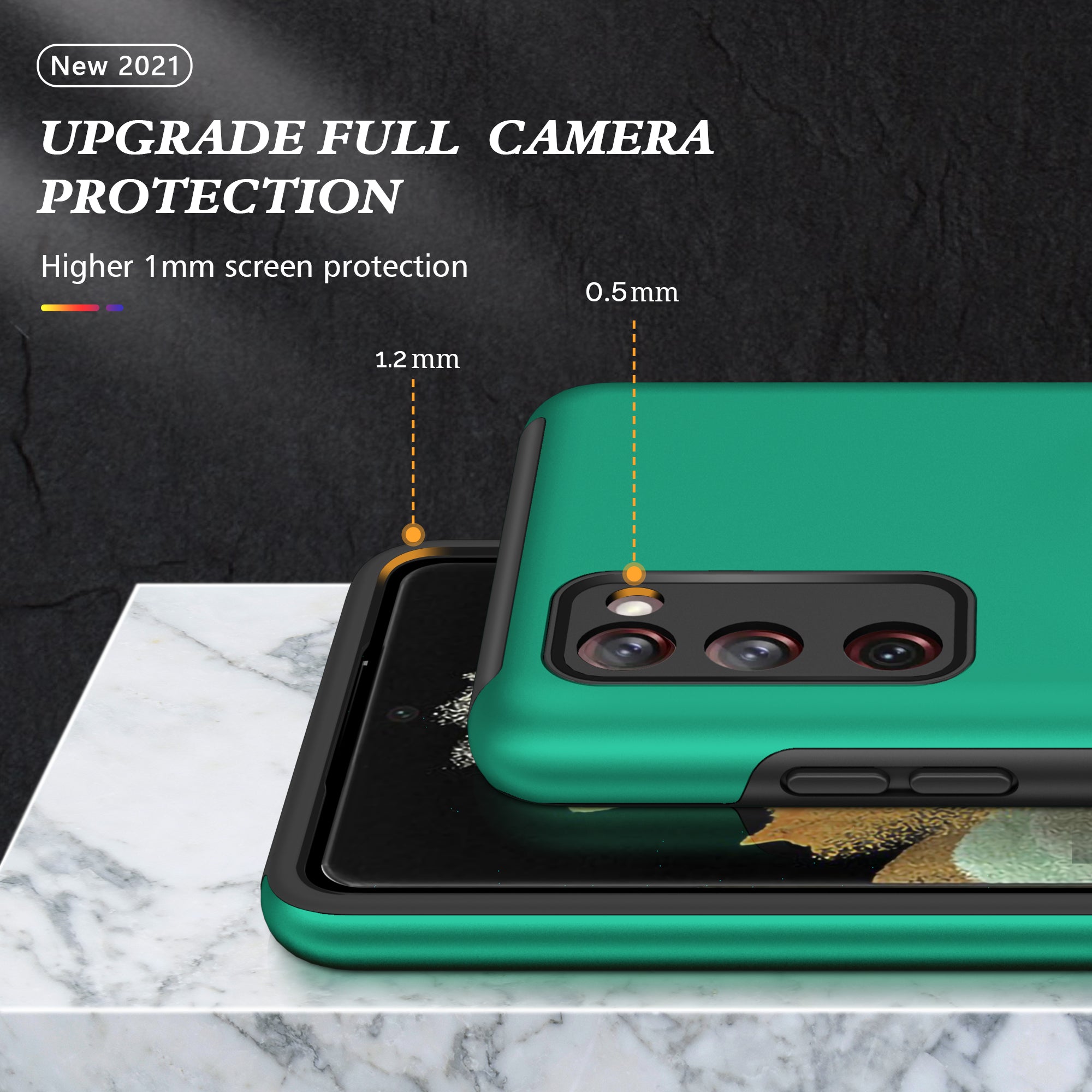 Ring Shape Kickstand Design Shock Absorption Hybrid Phone Case Cover for Samsung Galaxy S20 FE/S20 Fan Edition/S20 FE 5G/S20 Fan Edition 5G/S20 Lite/S20 FE 2022 - Blackish Green