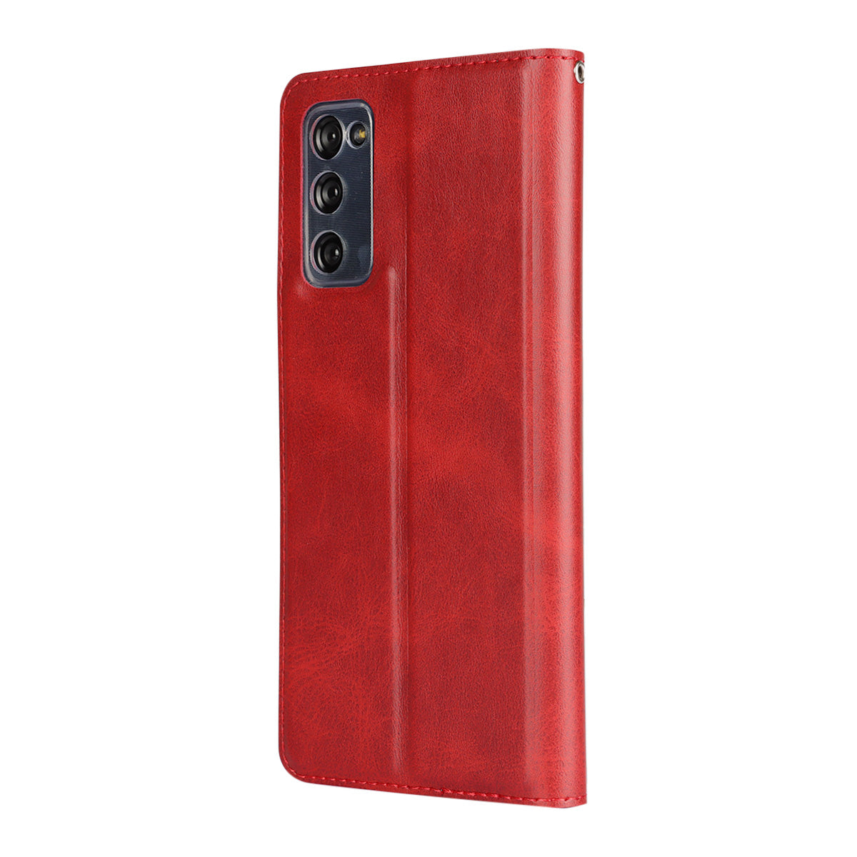 Card Slot Phone Cover Leather Stand Case with Strap for Samsung Galaxy S20 FE/S20 Fan Edition/S20 FE 5G/S20 Fan Edition 5G - Red