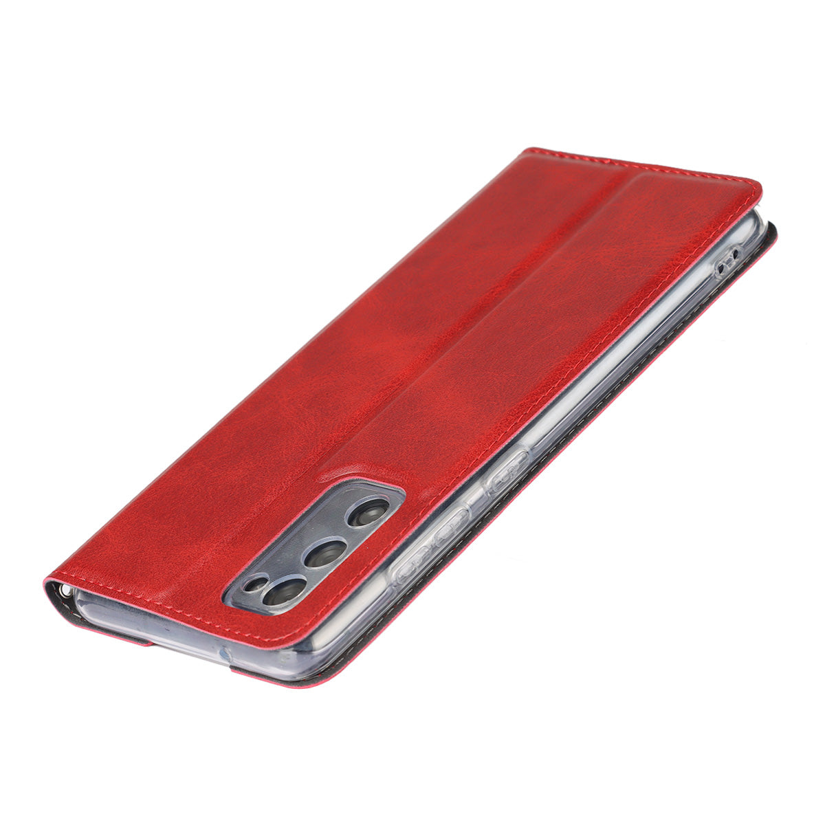 Card Slot Phone Cover Leather Stand Case with Strap for Samsung Galaxy S20 FE/S20 Fan Edition/S20 FE 5G/S20 Fan Edition 5G - Red