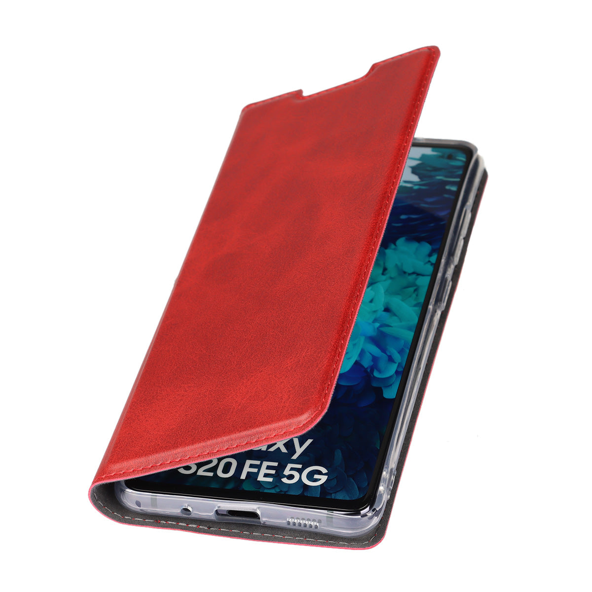 Card Slot Phone Cover Leather Stand Case with Strap for Samsung Galaxy S20 FE/S20 Fan Edition/S20 FE 5G/S20 Fan Edition 5G - Red