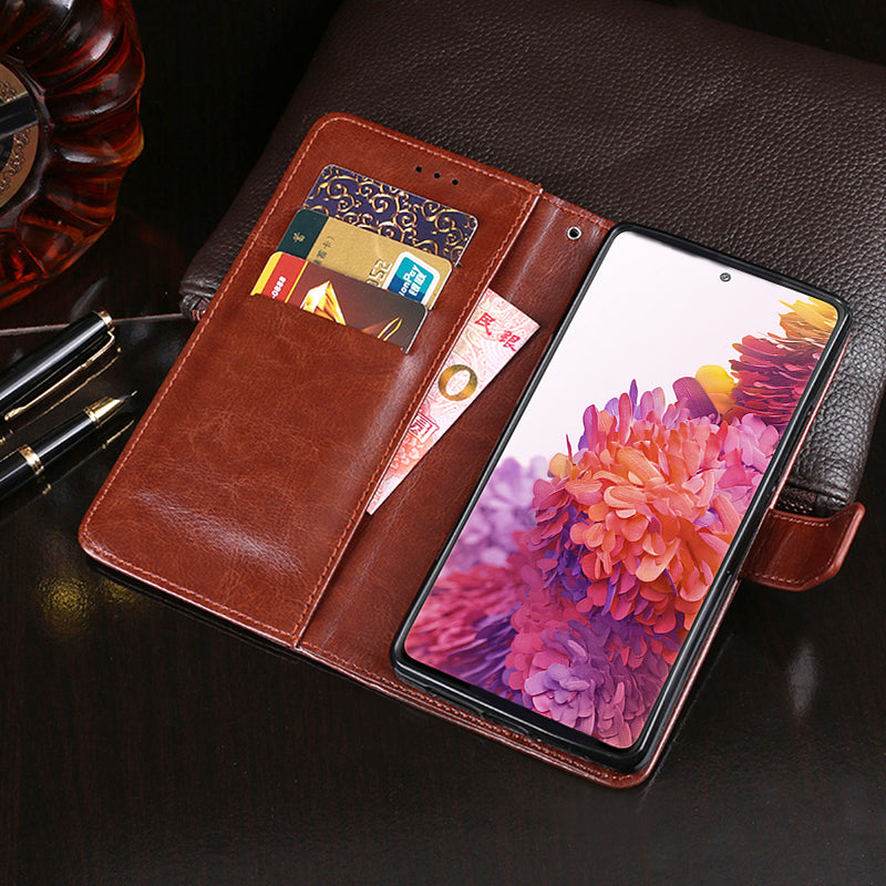 IDEWEI Wallet Design Crazy Horse Texture Leather Mobile Casing for Samsung Galaxy S20 FE/S20 Fan Edition/S20 FE 5G/S20 Fan Edition 5G - White