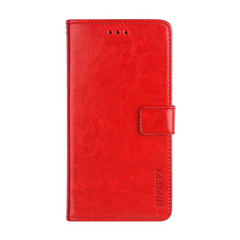 IDEWEI Wallet Design Crazy Horse Texture Leather Mobile Casing for Samsung Galaxy S20 FE/S20 Fan Edition/S20 FE 5G/S20 Fan Edition 5G - Red