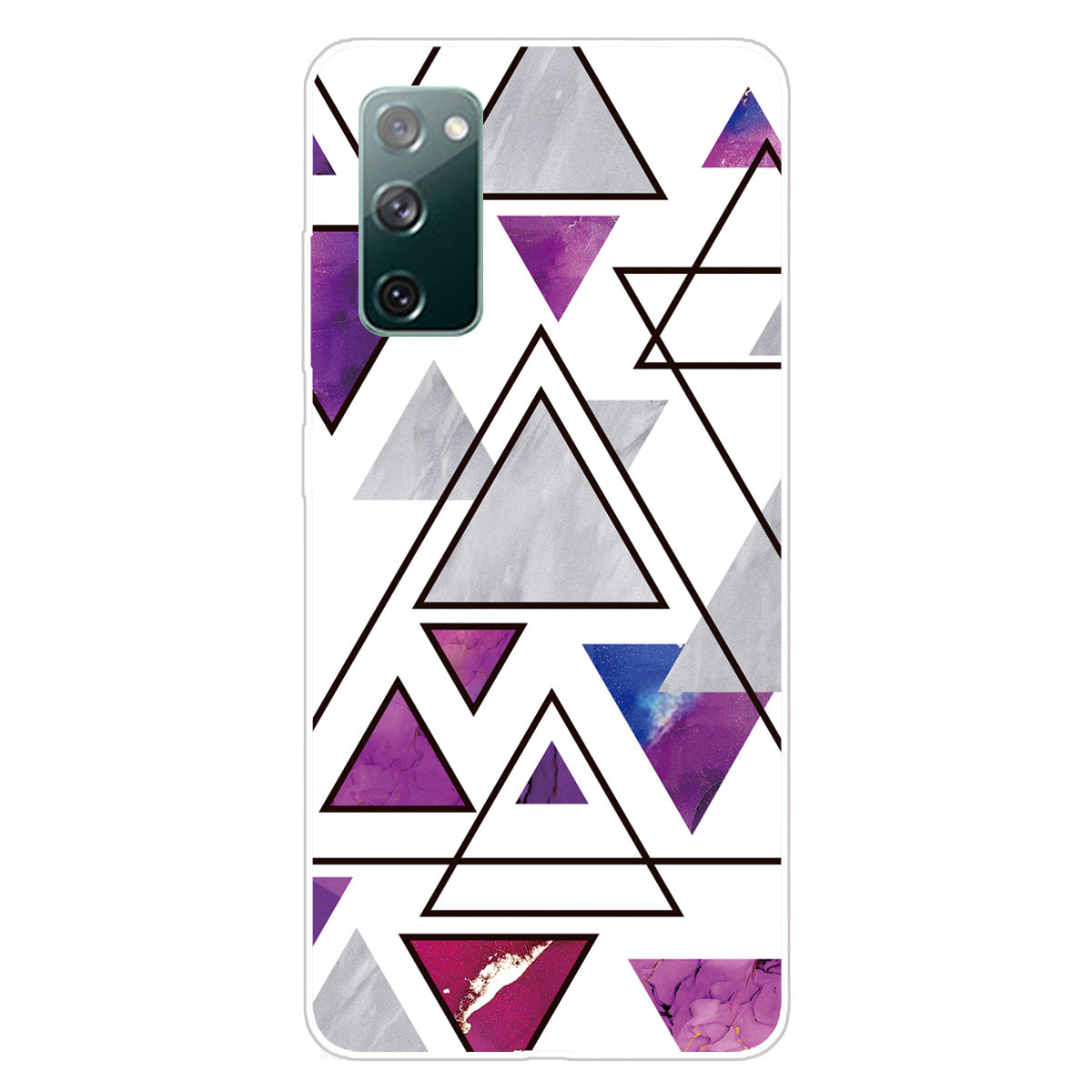 Triangle Marble Pattern Soft TPU Shockproof Phone Back Cover Case for Samsung Galaxy S20 FE/S20 FE 5G/S20 Lite/S20 FE 2022 - Style D