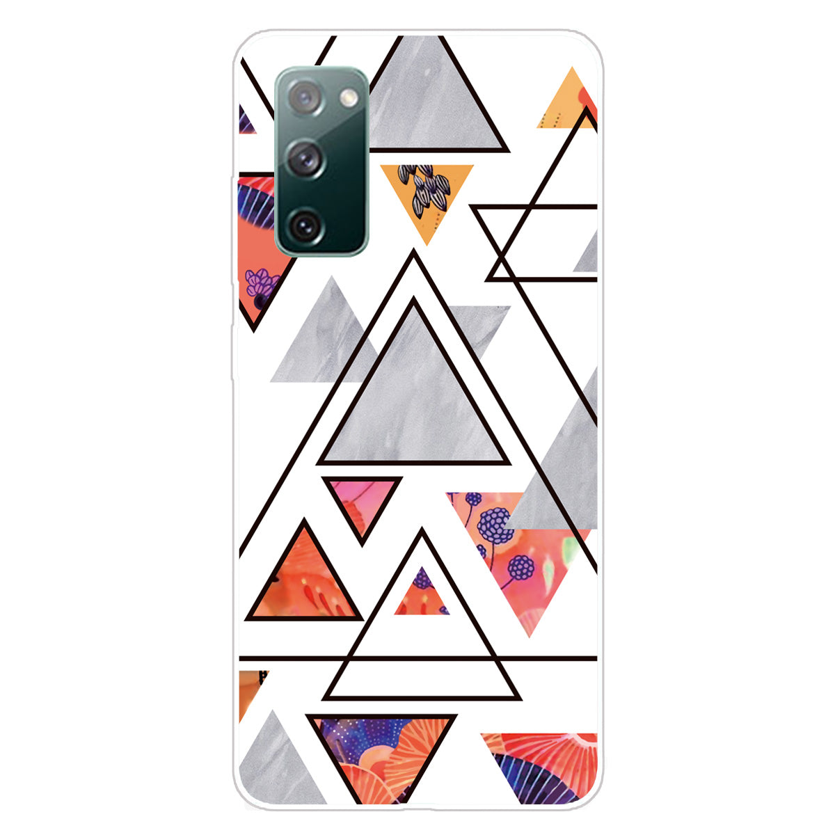 Triangle Marble Pattern Soft TPU Shockproof Phone Back Cover Case for Samsung Galaxy S20 FE/S20 FE 5G/S20 Lite/S20 FE 2022 - Style F