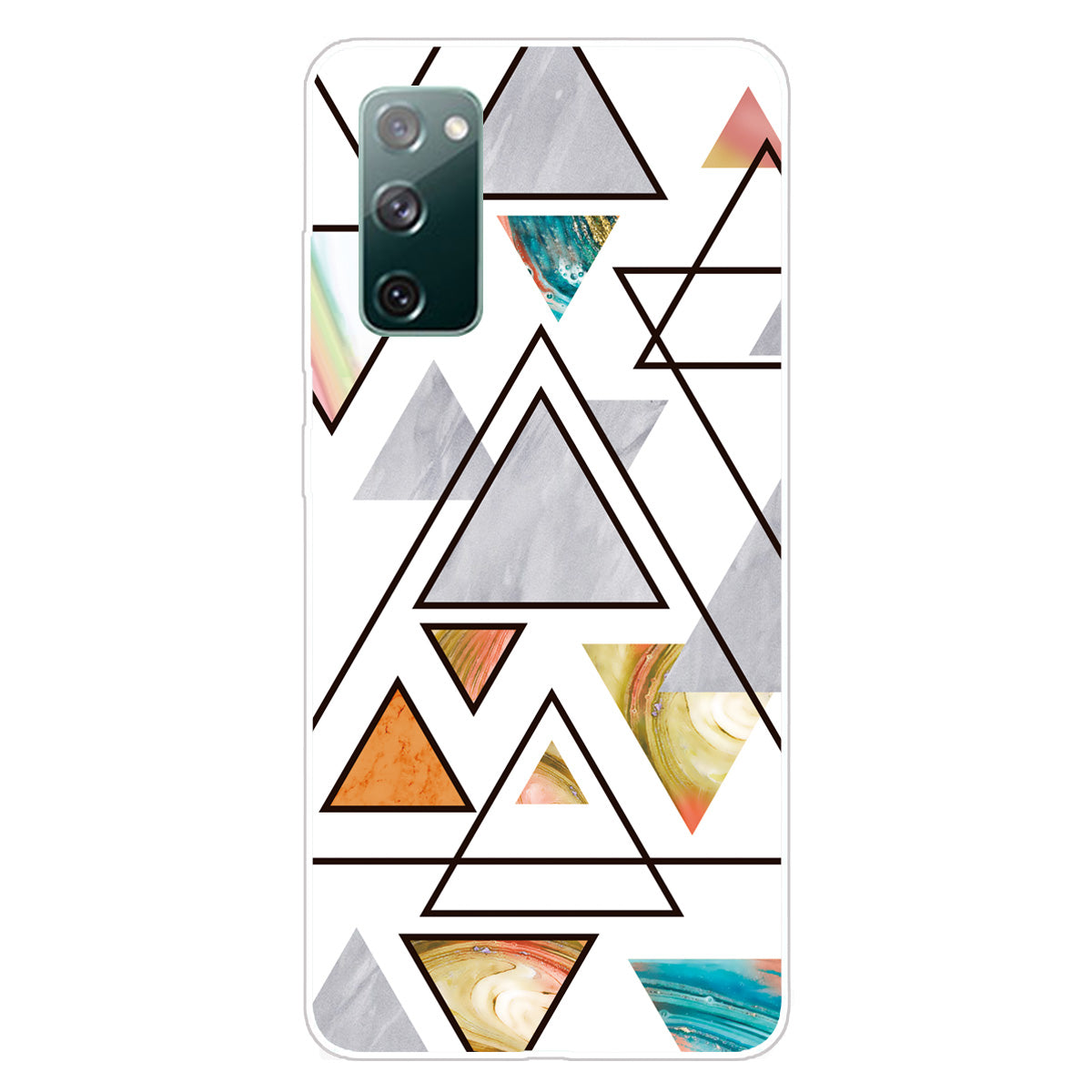 Triangle Marble Pattern Soft TPU Shockproof Phone Back Cover Case for Samsung Galaxy S20 FE/S20 FE 5G/S20 Lite/S20 FE 2022 - Style J