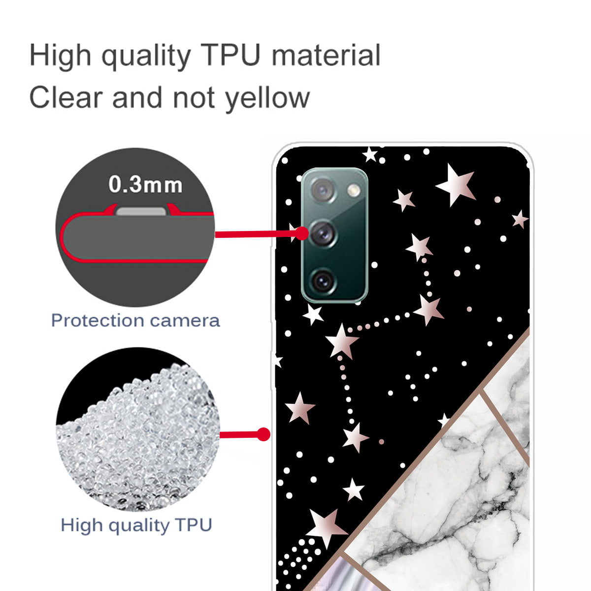 Soft TPU Shockproof Marble Pattern Phone Back Cover Case for Samsung Galaxy S20 FE/S20 FE 5G/S20 Lite/S20 FE 2022 - Style H