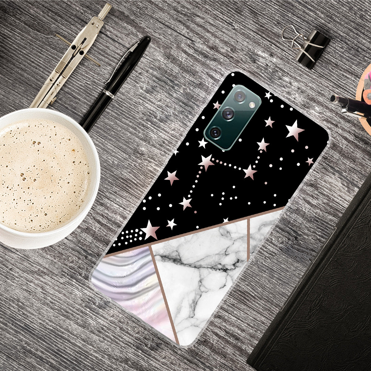 Soft TPU Shockproof Marble Pattern Phone Back Cover Case for Samsung Galaxy S20 FE/S20 FE 5G/S20 Lite/S20 FE 2022 - Style H