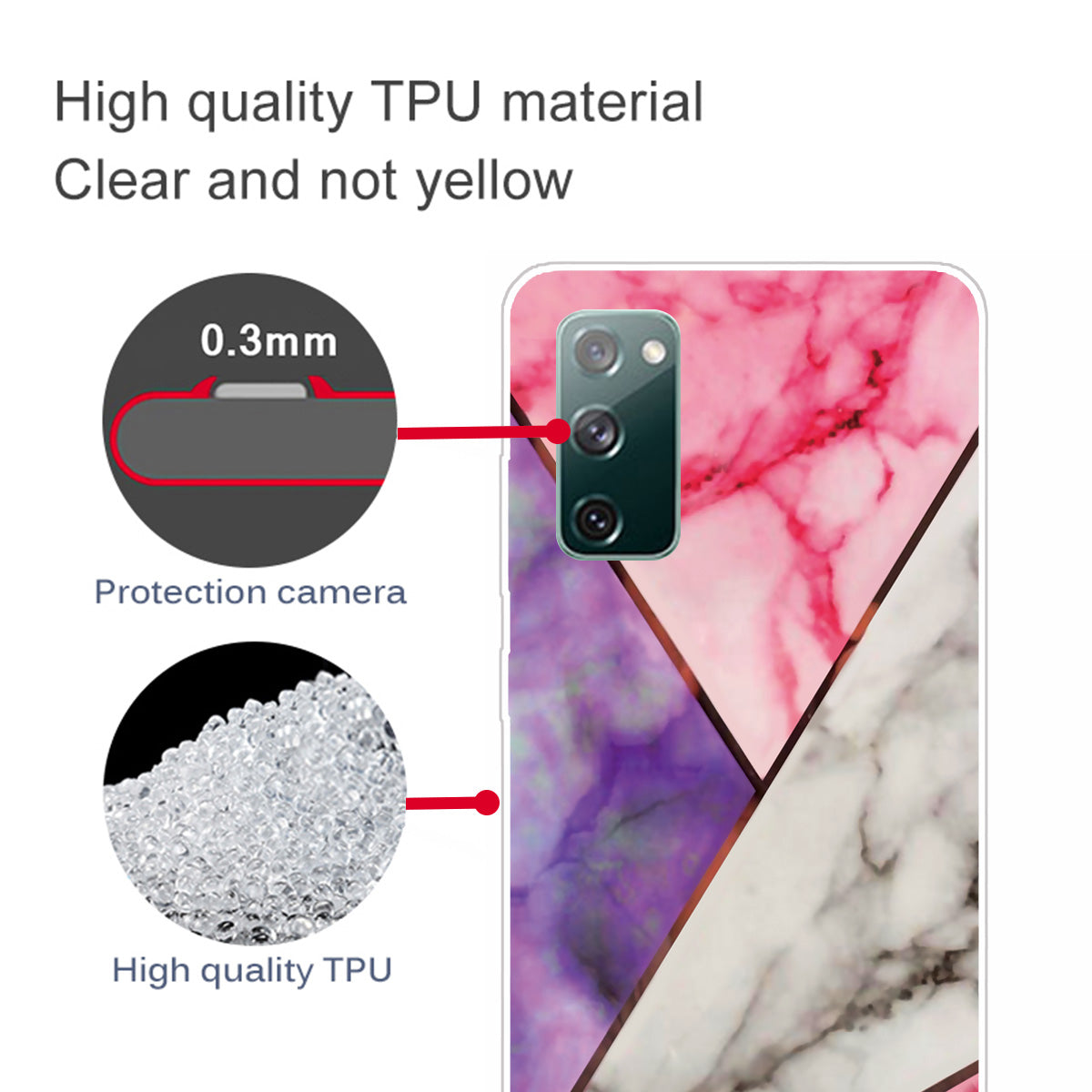 Soft TPU Shockproof Marble Pattern Phone Back Cover Case for Samsung Galaxy S20 FE/S20 FE 5G/S20 Lite/S20 FE 2022 - Style K