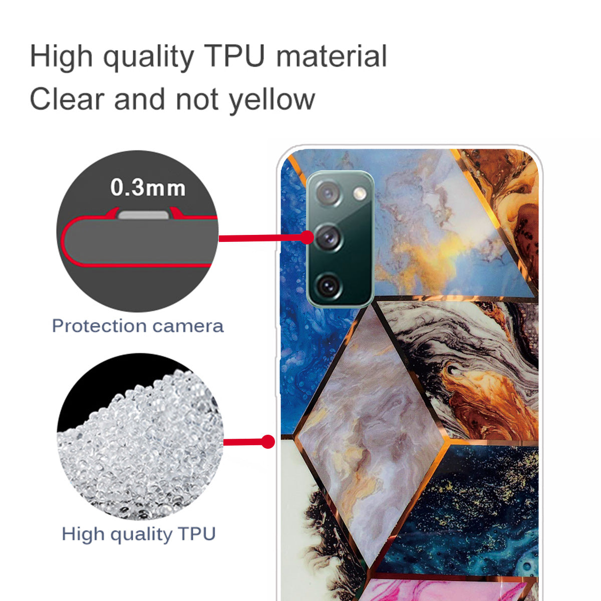 Soft TPU Shockproof Marble Pattern Phone Back Cover Case for Samsung Galaxy S20 FE/S20 FE 5G/S20 Lite/S20 FE 2022 - Style L