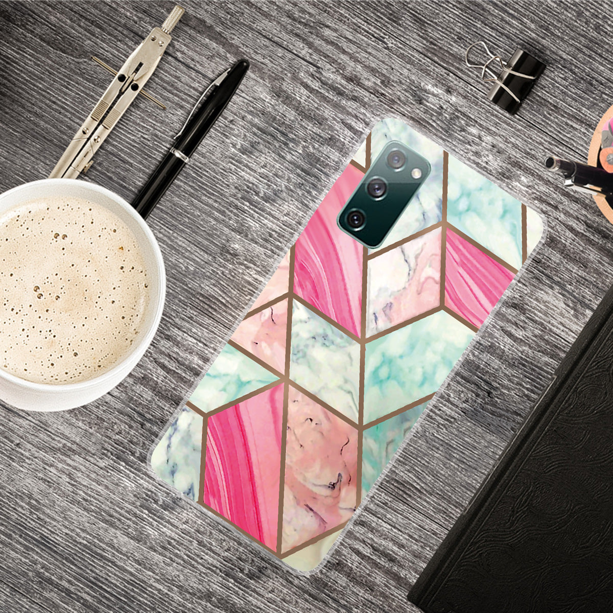 Soft TPU Shockproof Marble Pattern Phone Back Cover Case for Samsung Galaxy S20 FE/S20 FE 5G/S20 Lite/S20 FE 2022 - Style R