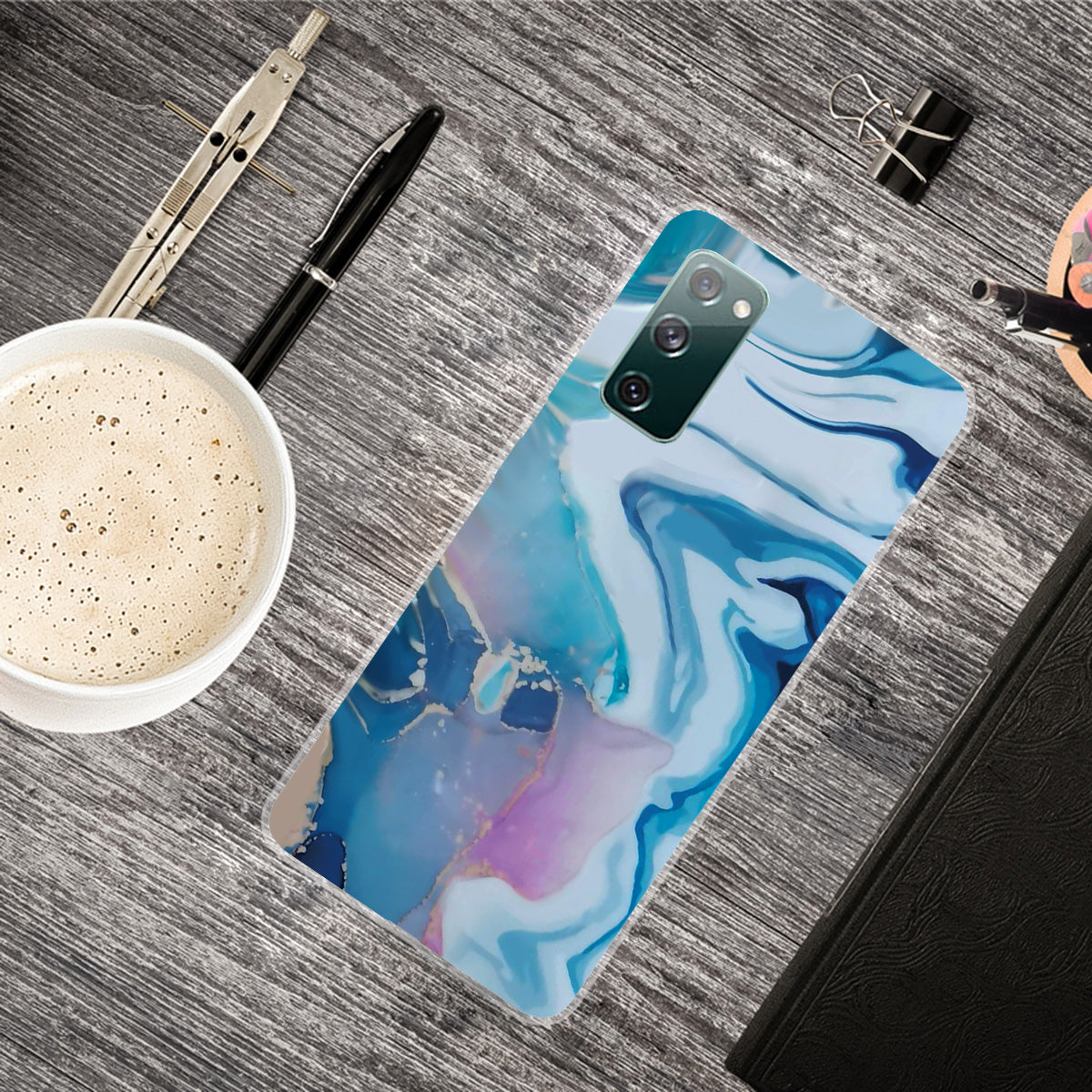 Soft TPU Shockproof Marble Pattern Phone Back Cover Case for Samsung Galaxy S20 FE/S20 FE 5G/S20 Lite/S20 FE 2022 - Style S