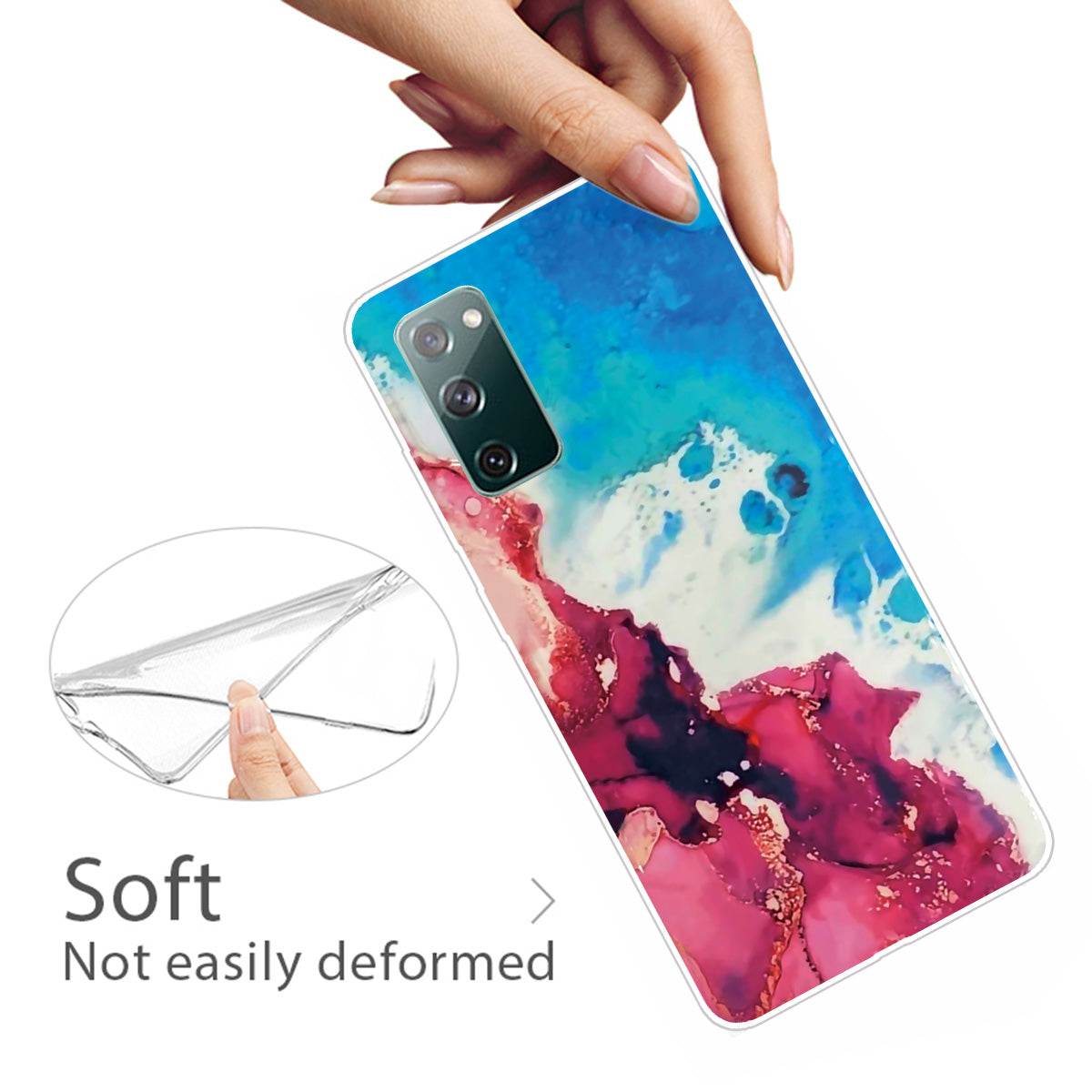 Soft TPU Shockproof Marble Pattern Phone Back Cover Case for Samsung Galaxy S20 FE/S20 FE 5G/S20 Lite/S20 FE 2022 - Style T