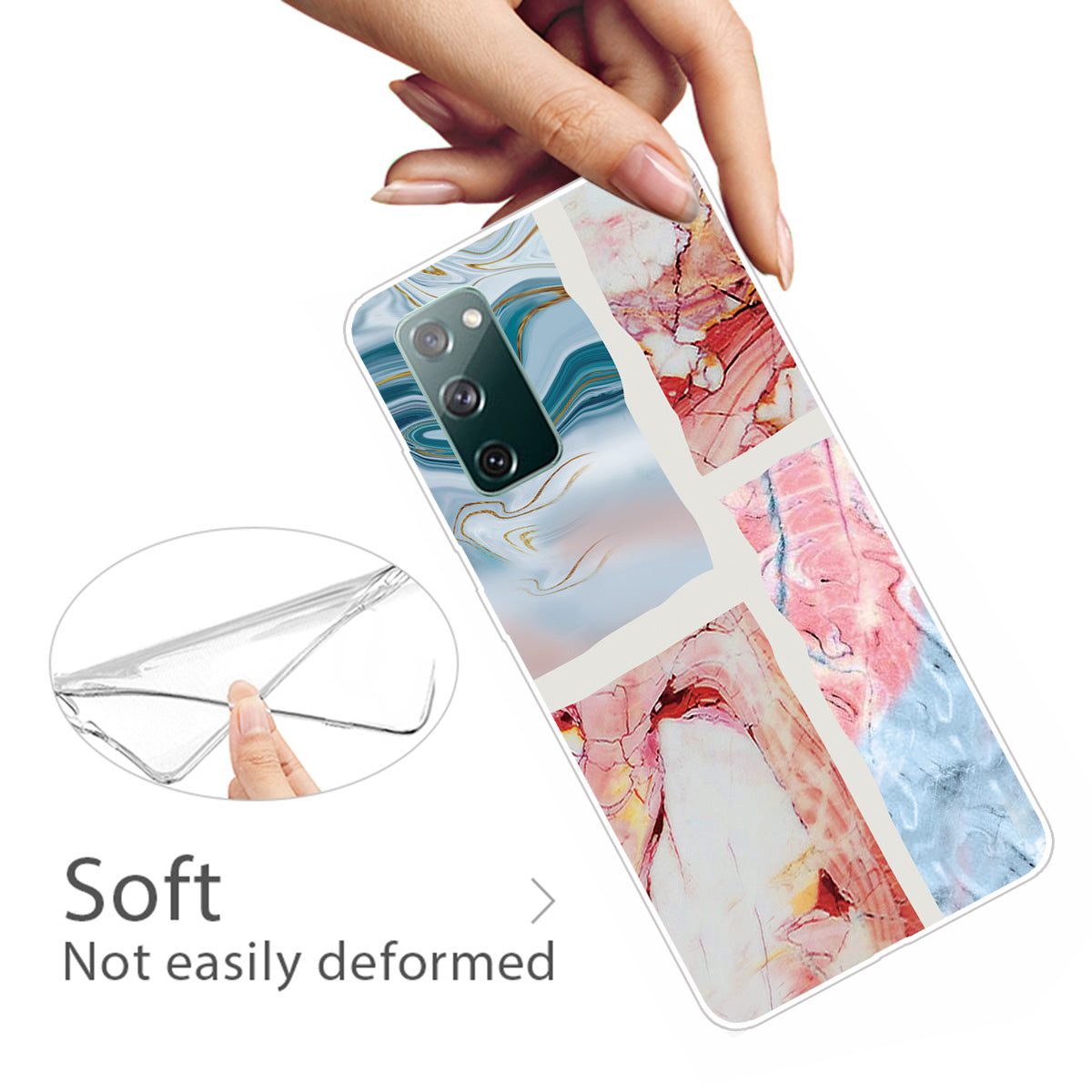 Soft TPU Shockproof Marble Pattern Phone Back Cover Case for Samsung Galaxy S20 FE/S20 FE 5G/S20 Lite/S20 FE 2022 - Style U