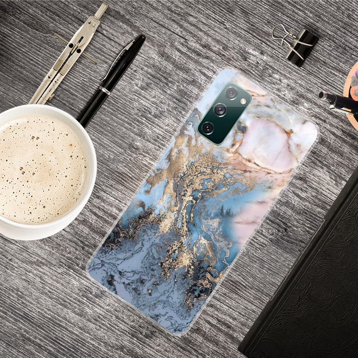 Soft TPU Shockproof Marble Pattern Phone Back Cover Case for Samsung Galaxy S20 FE/S20 Fan Edition/S20 FE 5G/S20 Fan Edition 5G/S20 Lite/S20 FE 2022 - Style D