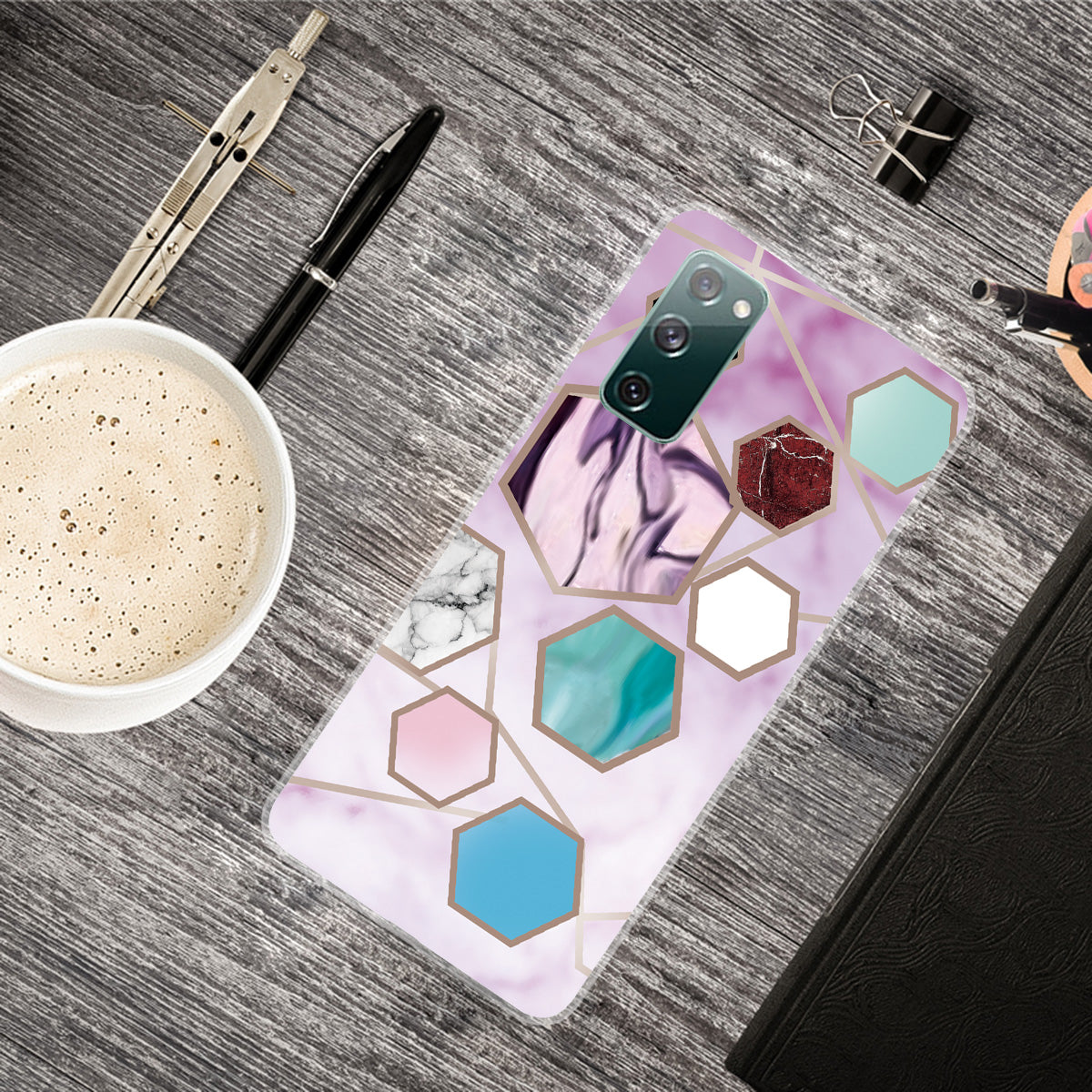 Soft TPU Shockproof Marble Pattern Phone Back Cover Case for Samsung Galaxy S20 FE/S20 Fan Edition/S20 FE 5G/S20 Fan Edition 5G/S20 Lite/S20 FE 2022 - Style K