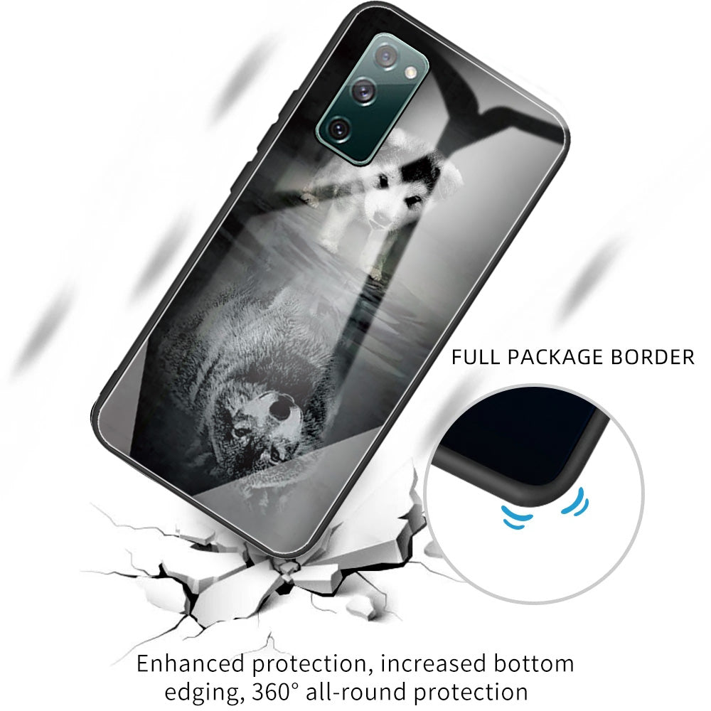 Pattern Printing Tempered Glass + TPU Case Phone Cover for Samsung Galaxy S20 FE/S20 FE 5G/S20 Lite/S20 FE 2022 Phone Shell - Two Wolves