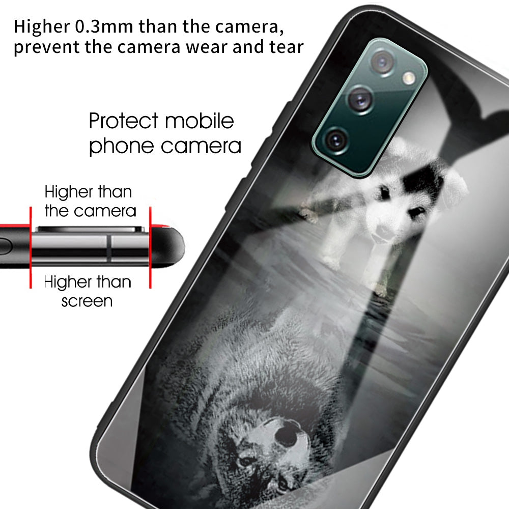 Pattern Printing Tempered Glass + TPU Case Phone Cover for Samsung Galaxy S20 FE/S20 FE 5G/S20 Lite/S20 FE 2022 Phone Shell - Two Wolves