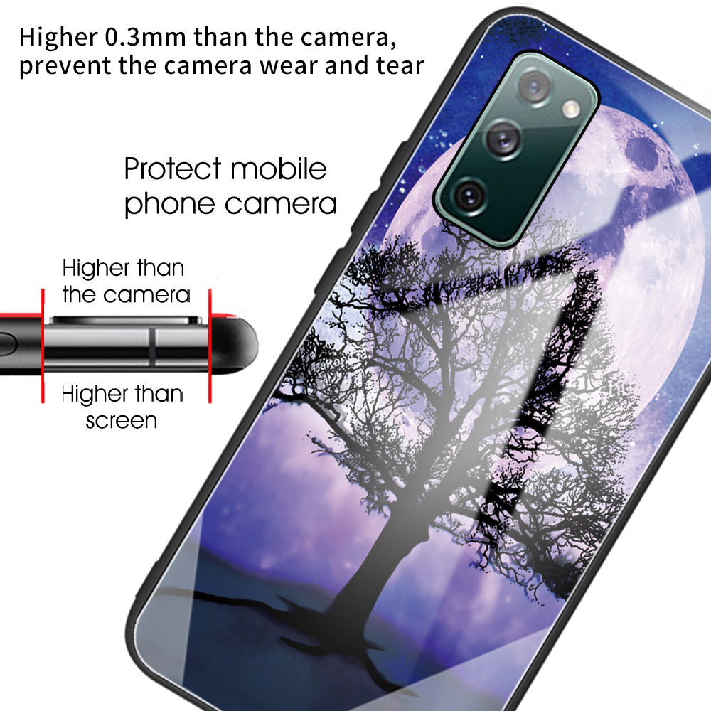 Pattern Printing Tempered Glass + TPU Case Phone Cover for Samsung Galaxy S20 FE/S20 FE 5G/S20 Lite/S20 FE 2022 Phone Shell - Tree