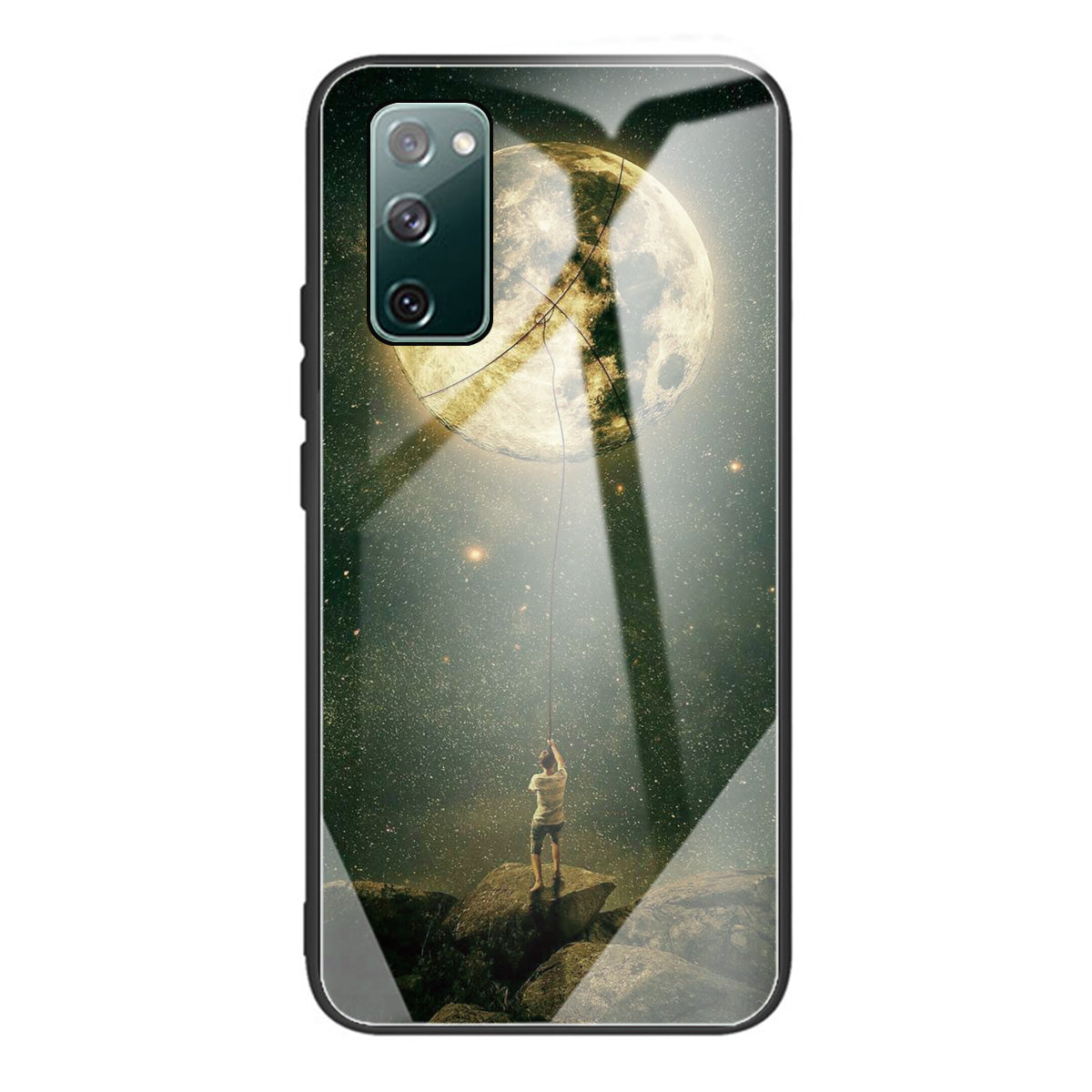 Pattern Printing Tempered Glass + TPU Case Phone Cover for Samsung Galaxy S20 FE/S20 FE 5G/S20 Lite/S20 FE 2022 Phone Shell - Men under the Moon