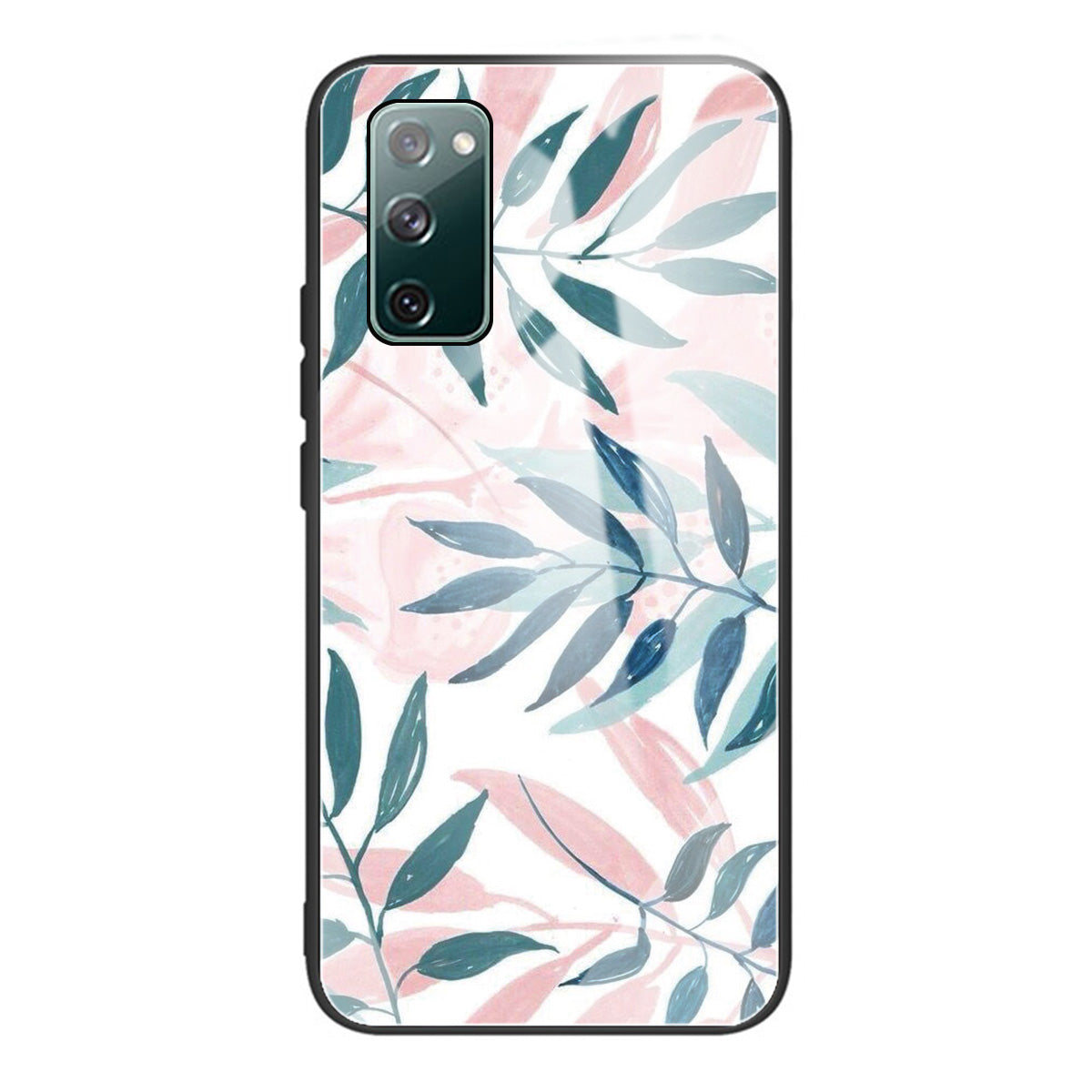 Pattern Printing Tempered Glass + TPU Case Phone Cover for Samsung Galaxy S20 FE/S20 FE 5G/S20 Lite/S20 FE 2022 Phone Shell - Leaves