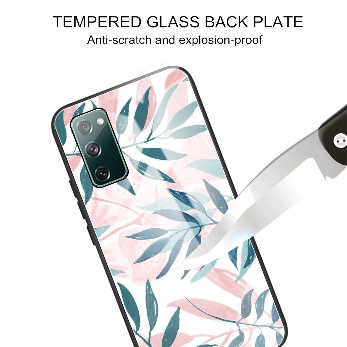 Pattern Printing Tempered Glass + TPU Case Phone Cover for Samsung Galaxy S20 FE/S20 FE 5G/S20 Lite/S20 FE 2022 Phone Shell - Leaves