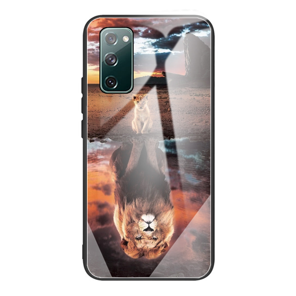 Pattern Printing Tempered Glass + TPU Case Phone Cover for Samsung Galaxy S20 FE/S20 FE 5G/S20 Lite/S20 FE 2022 Phone Shell - Lion in the Sunset